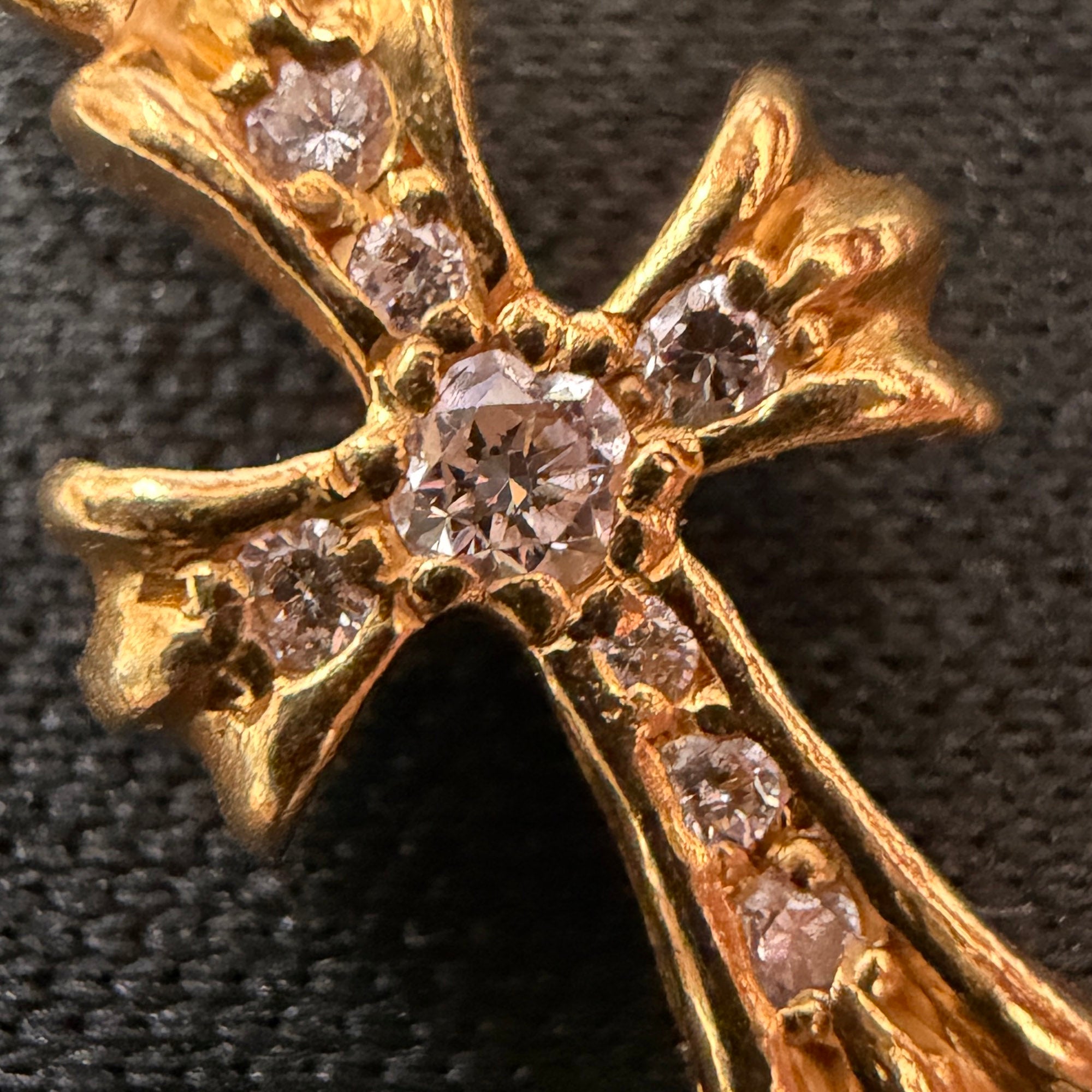 CHROME HEARTS 22K CH Cross Baby Fat Charm Pave Diamond クロムハーツ 22K CHクロス ベビーファット チャーム パヴェダイヤモンド