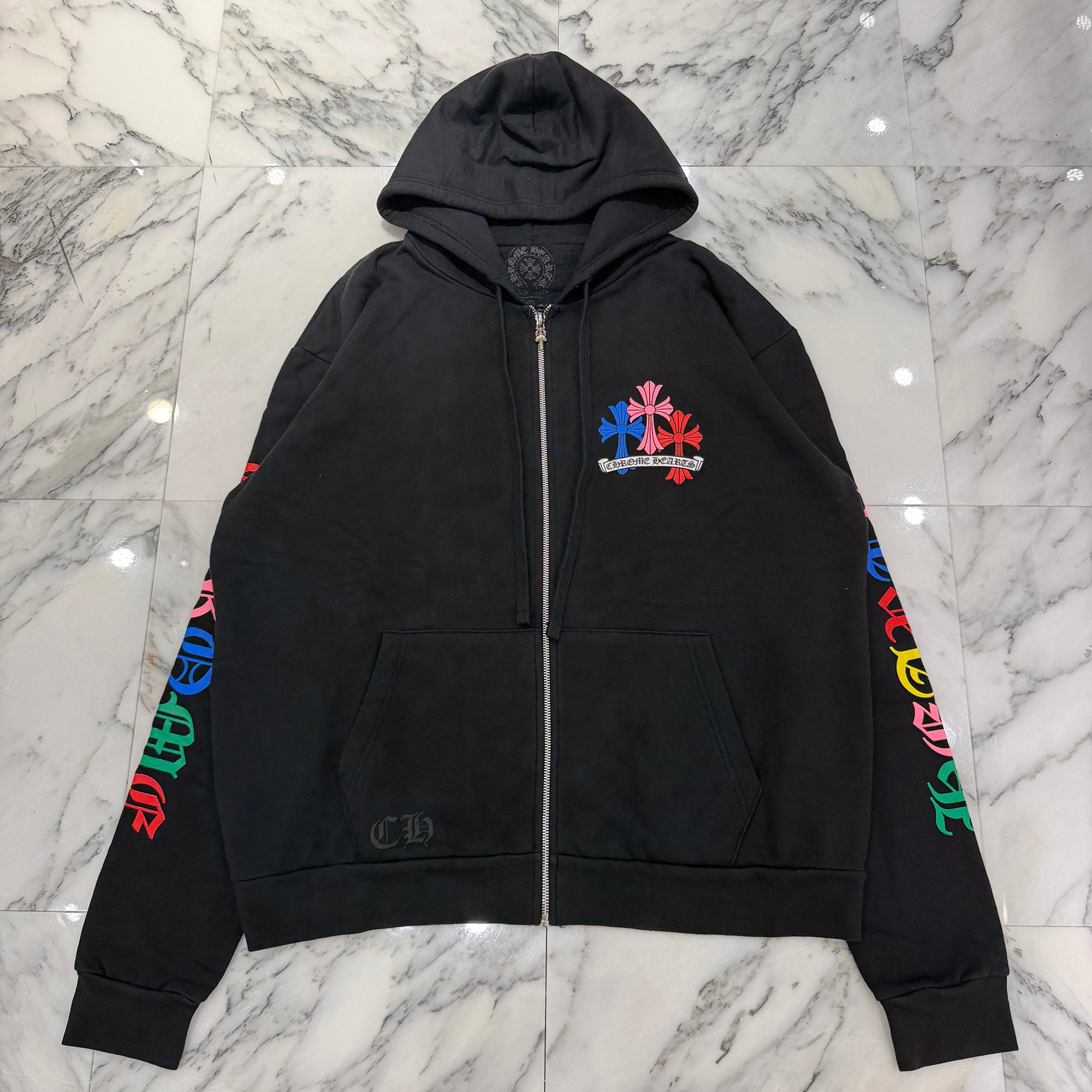 CHROME HEARTS 2021SS MLTCOL CEM CRS Zip Up Hoodie Size L クロムハーツ マルチカラー セメタリークロス ジップアップフーディ サイズL