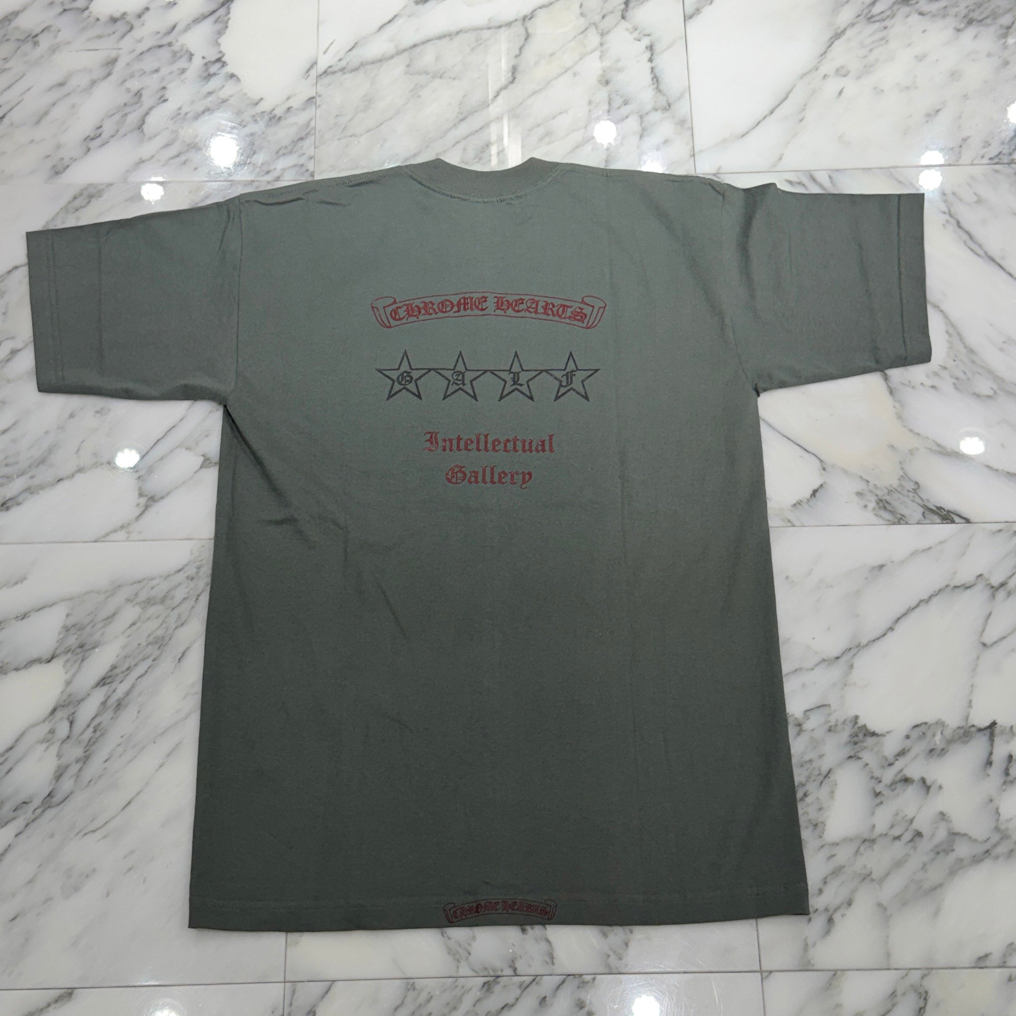 CHROME HEARTS Intellectual Gallery Limited Vertical Logo Back Scroll Tee Size L クロムハーツ インテレクチュアルギャラリー限定 ヴァーティカルロゴ バックスクロールTシャツ サイズL