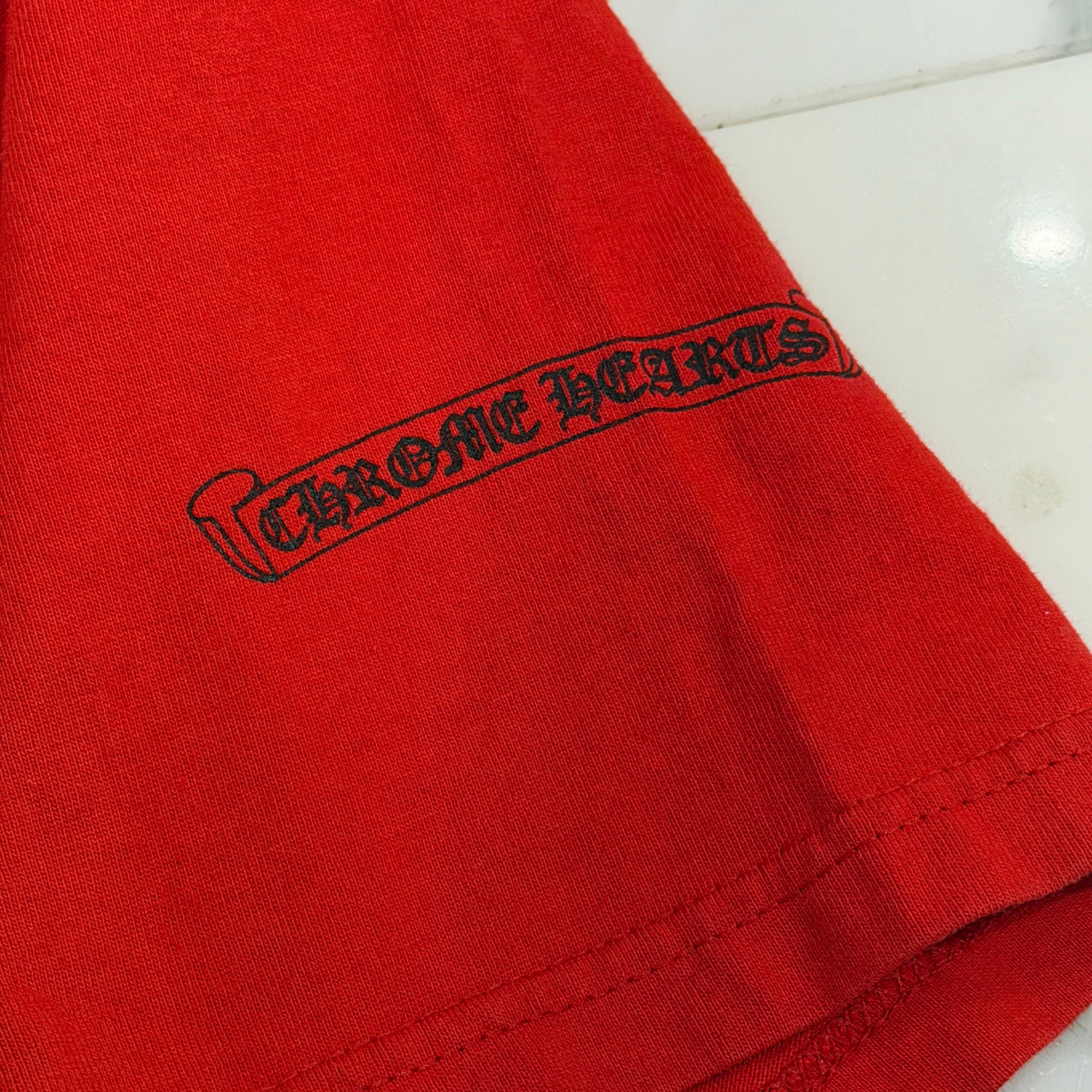 CHROME HEARTS Neck Logo Dagger Back Scroll Print Tee Size L クロムハーツ ネックロゴ ダガー バックスクロール プリント Tシャツ サイズL