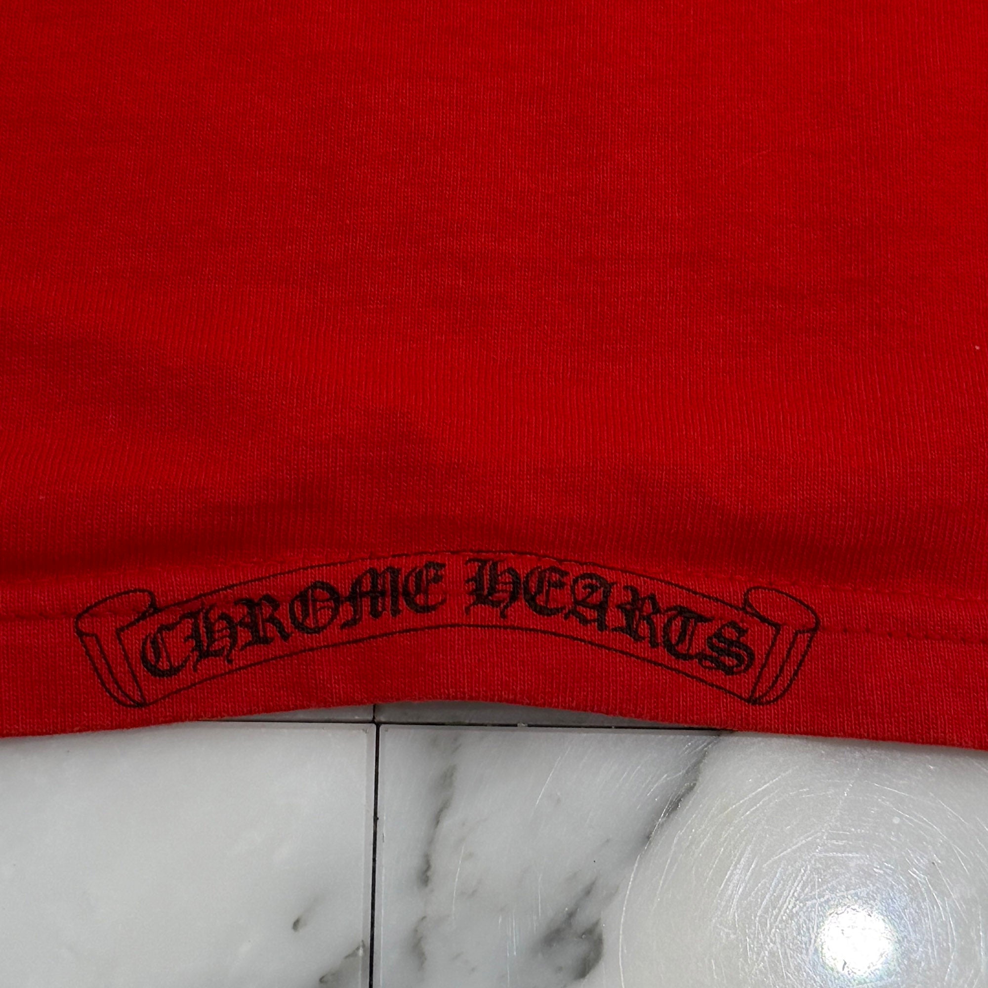 CHROME HEARTS Neck Logo Dagger Back Scroll Print Tee Size L クロムハーツ ネックロゴ ダガー バックスクロール プリント Tシャツ サイズL