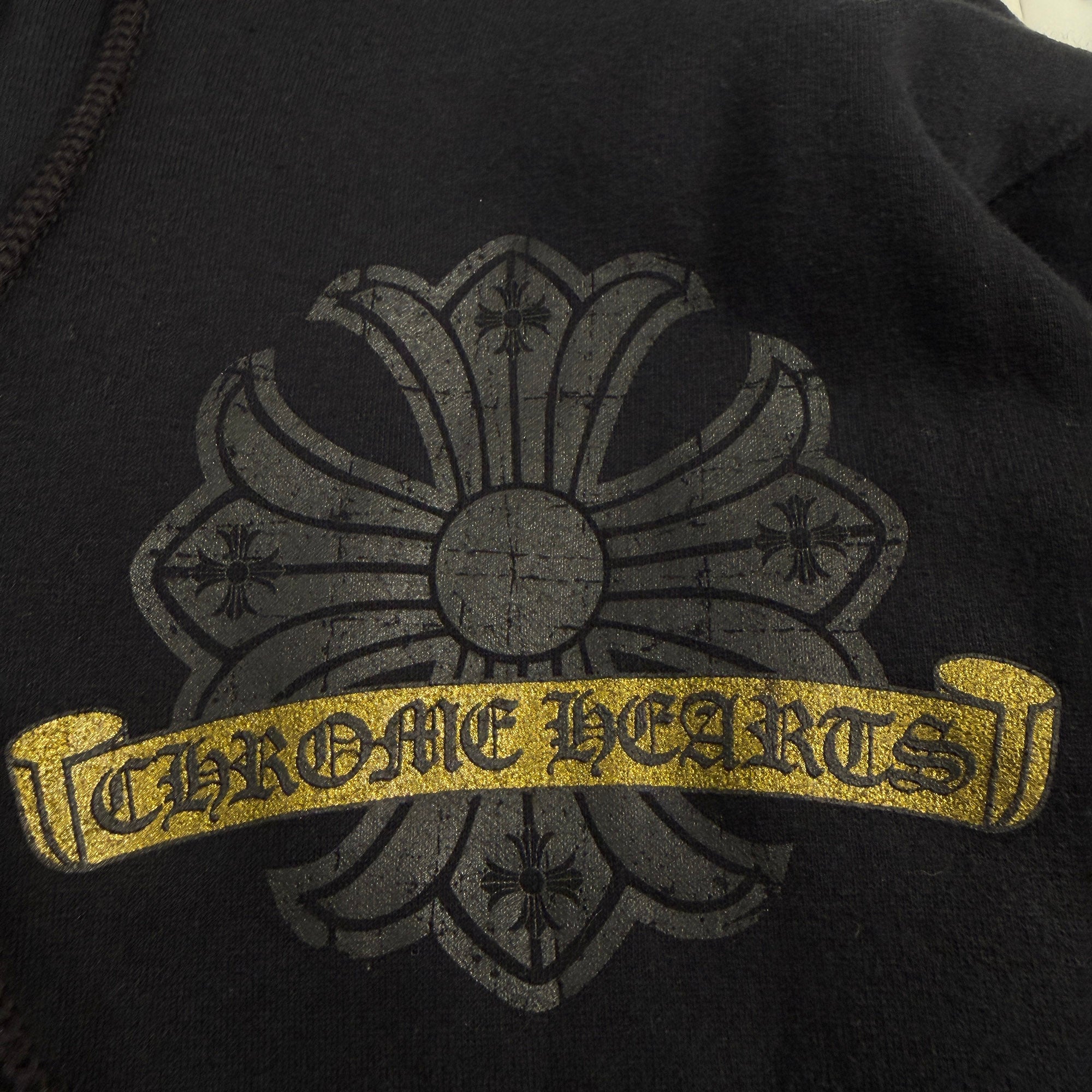 CHROME HEARTS CH Plus Gold Horseshoe Print Zip Up Hoodie Size M クロムハーツ CHプラス ゴールド ホースシュー プリント ジップアップフーディー サイズM