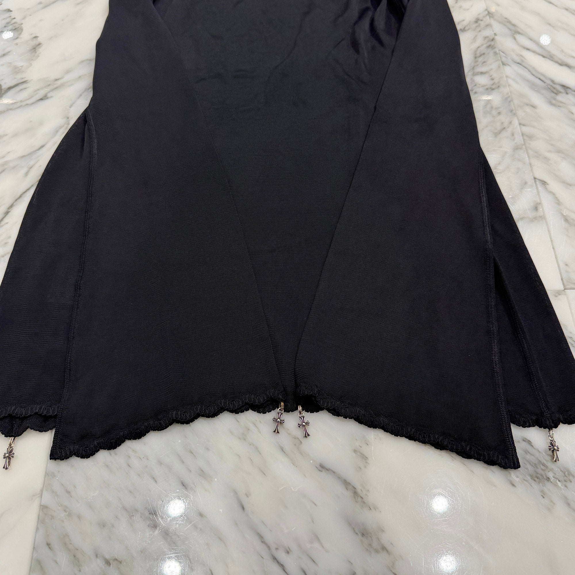 CHROME HEARTS Embellishment CH Cross Baby Fat Sheer Long Sleeve Tee Size M クロムハーツ CHクロス ベビーファット装飾 シアー ロングスリーブＴシャツ サイズM