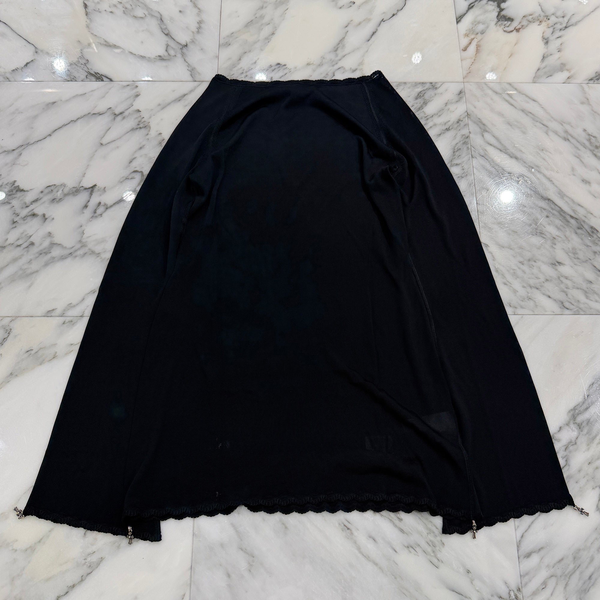 CHROME HEARTS Embellishment CH Cross Baby Fat Sheer Long Sleeve Tee Size M クロムハーツ CHクロス ベビーファット装飾 シアー ロングスリーブＴシャツ サイズM