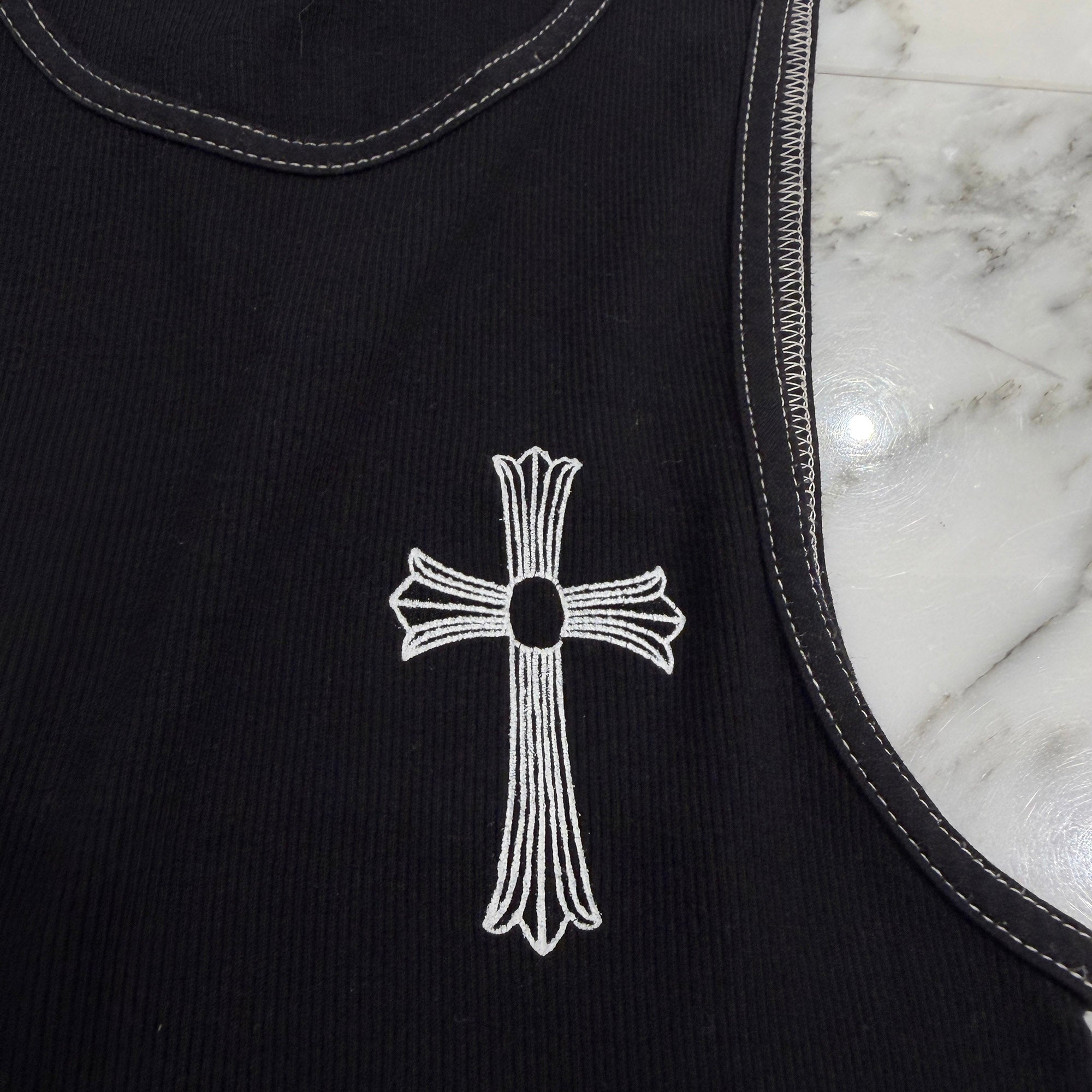 CHROME HEARTS CH Cross Side Vertical Logo Fuck You Tank Top Size L クロムハーツ CHクロス サイド ヴァーティカルロゴ ファックユー タンクトップ サイズL