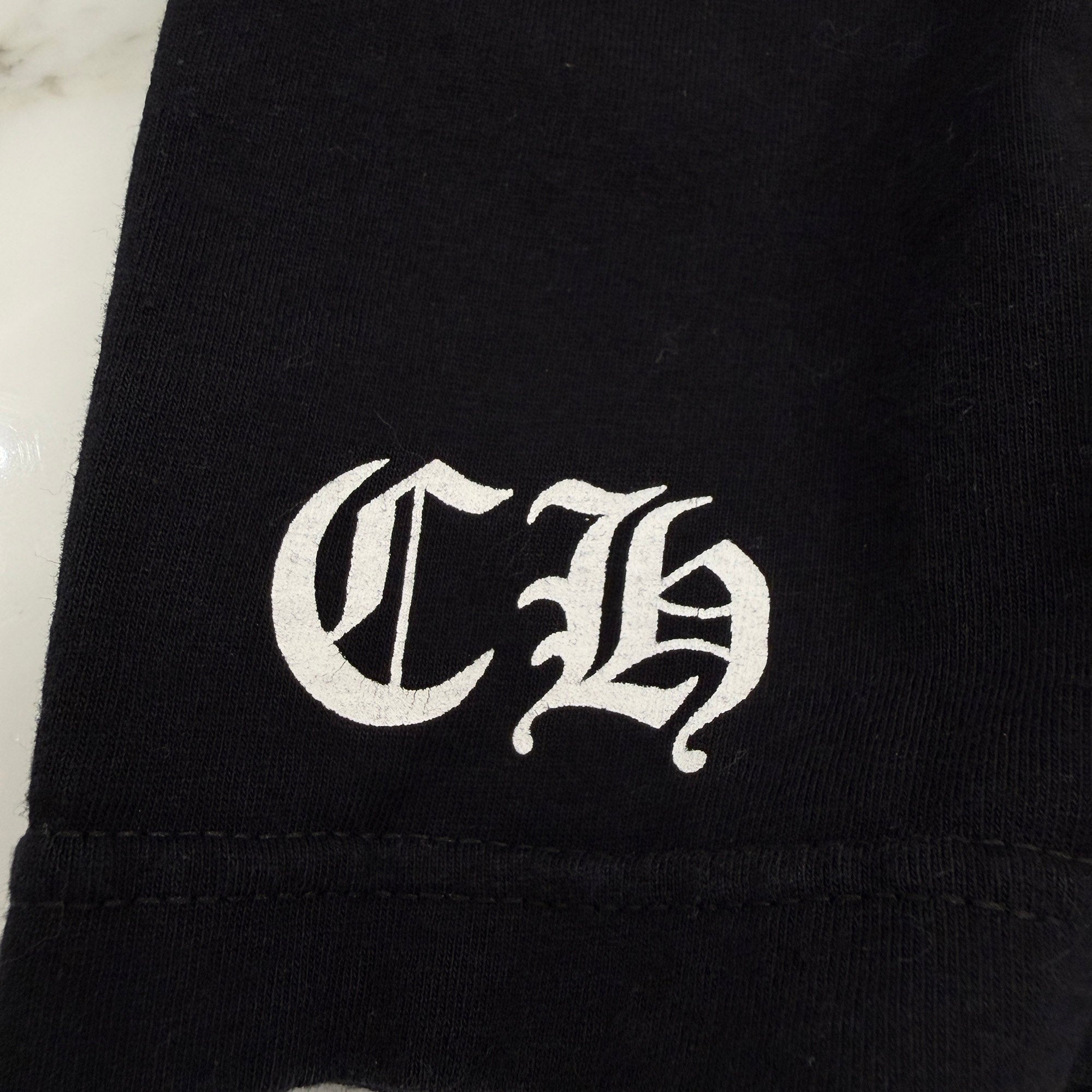 CHROME HEARTS Back Sroll Logo Sleeve CH Cross Tee Size M クロムハーツ バックスクロールロゴ 袖CHクロス Tシャツ サイズM
