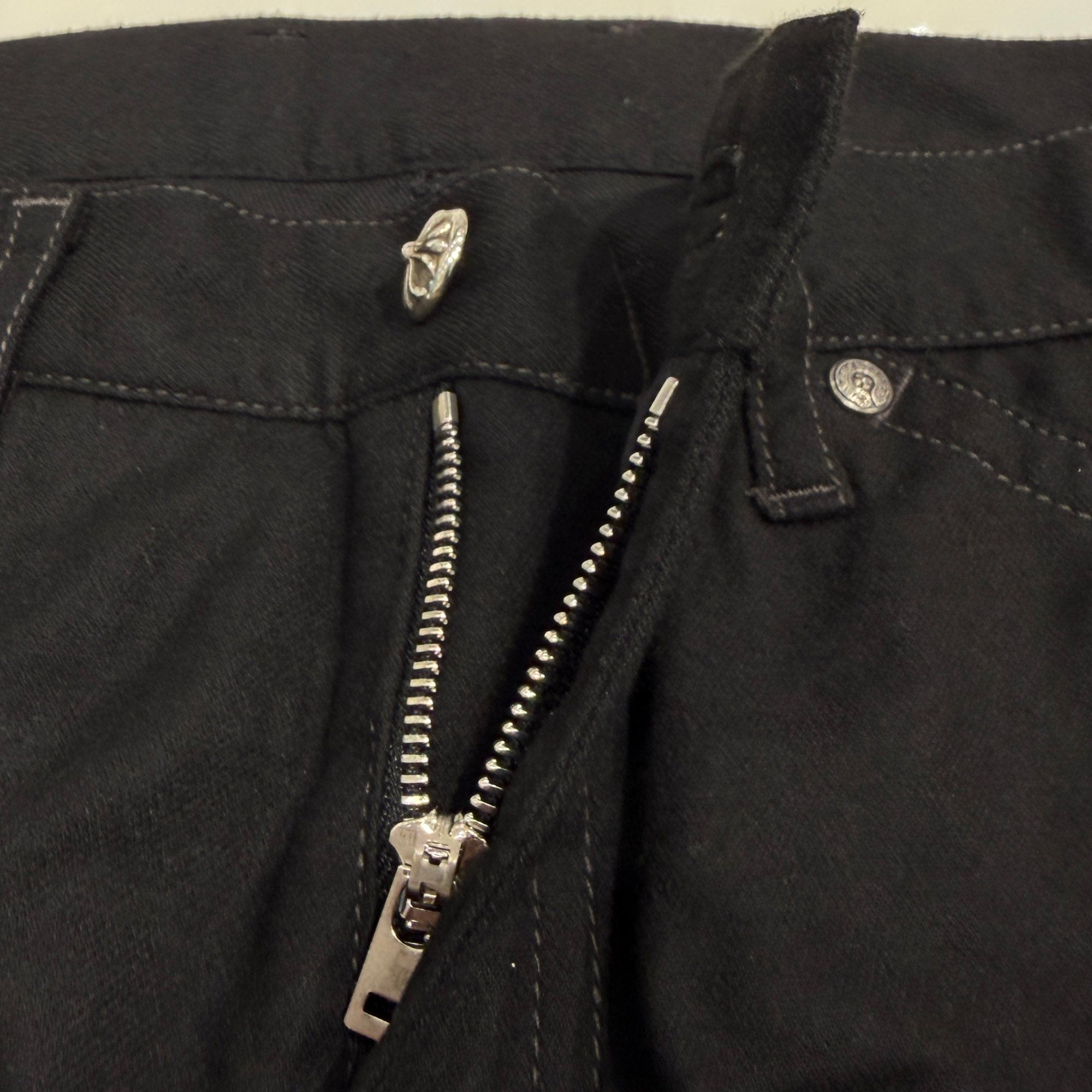 CHROME HEARTS Cross Ball Button Wide Straight Cotton Pants Size 27
