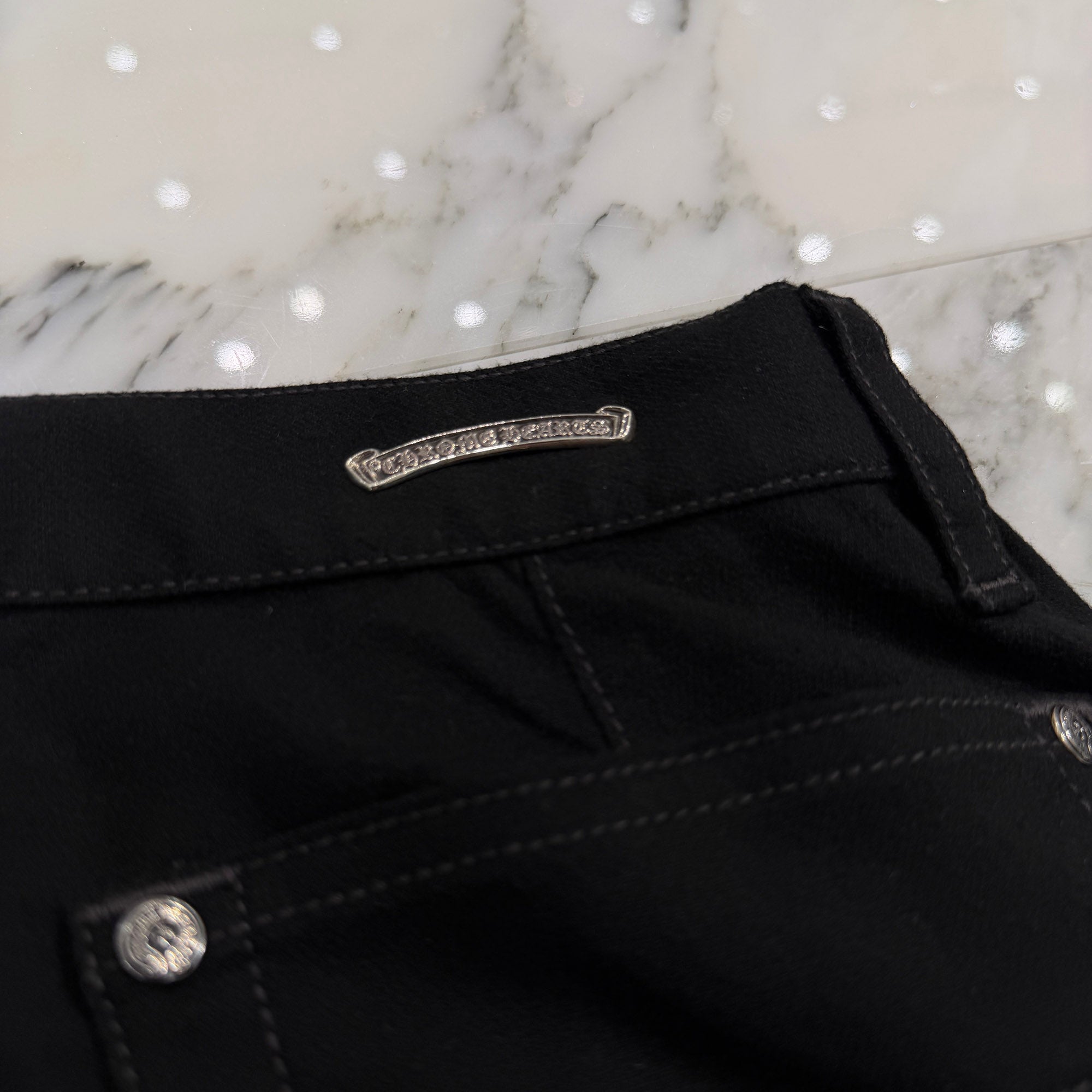 CHROME HEARTS Cross Ball Button Wide Straight Cotton Pants Size 27 クロムハーツ クロスボールボタン ワイドストレート コットンパンツ サイズ27