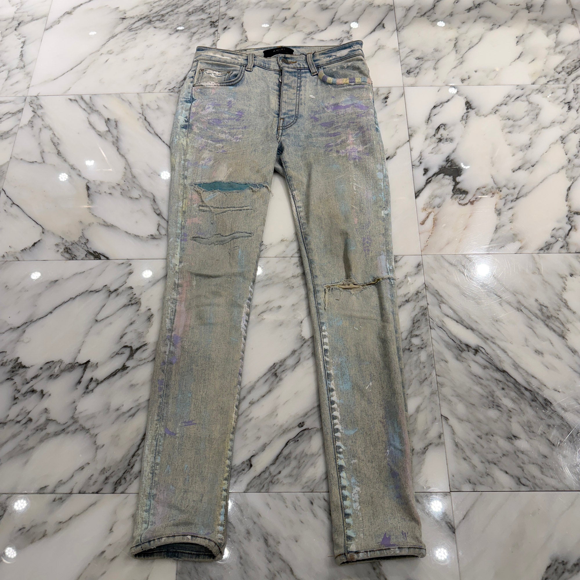 AMIRI Paint Splatter Damage Skinny Denim Pants Size 28 アミリ ペイントスプラッター ダメージ加工 スキニー デニムパンツ サイズ28