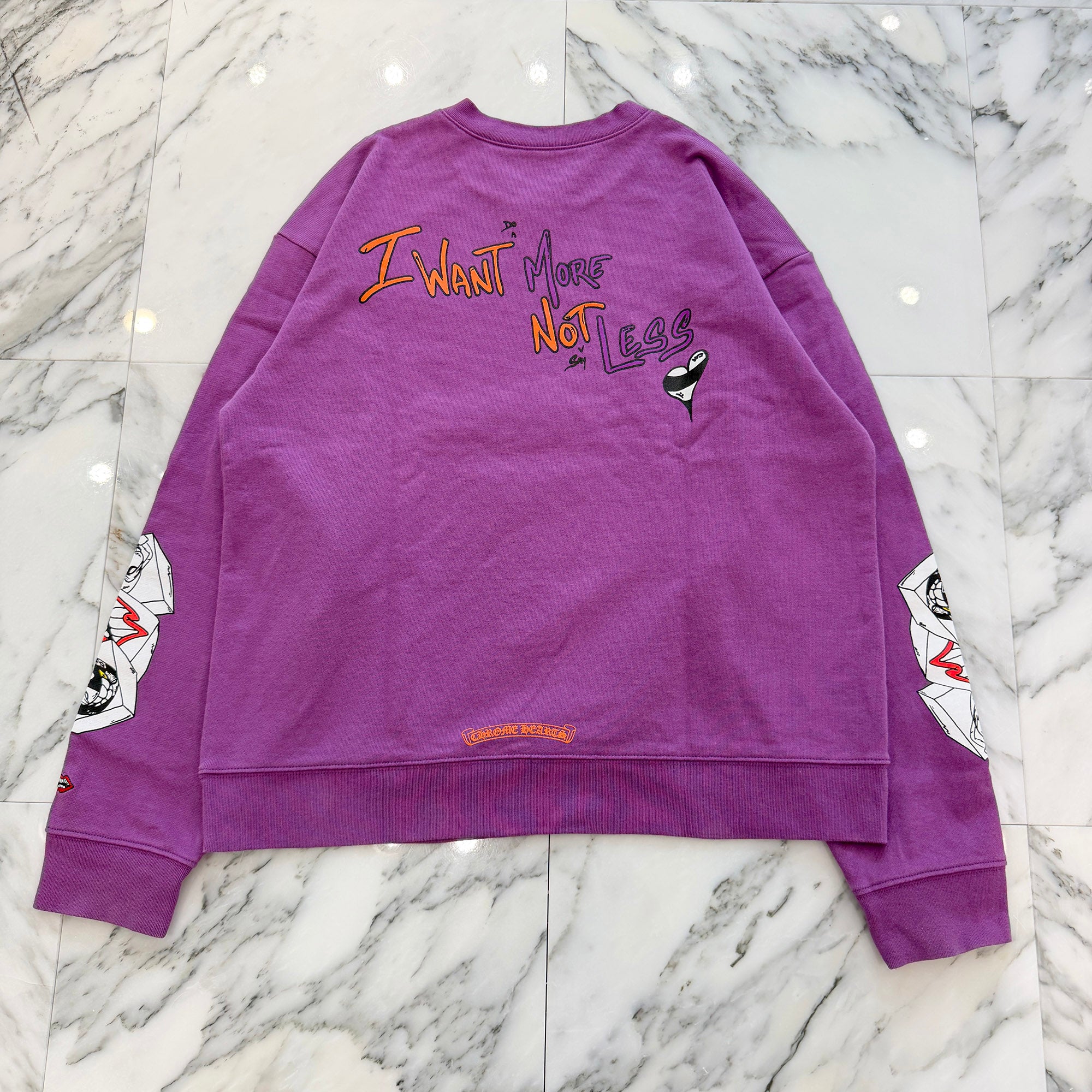 CHROME HEARTS× MATTY BOY 2024AW "I WANT MORE NOT LESS" Crew Neck Sweat Shirt Size L クロムハーツ×マッティボーイ "アイウォントレス" クルーネックスウェットシャツ サイズL
