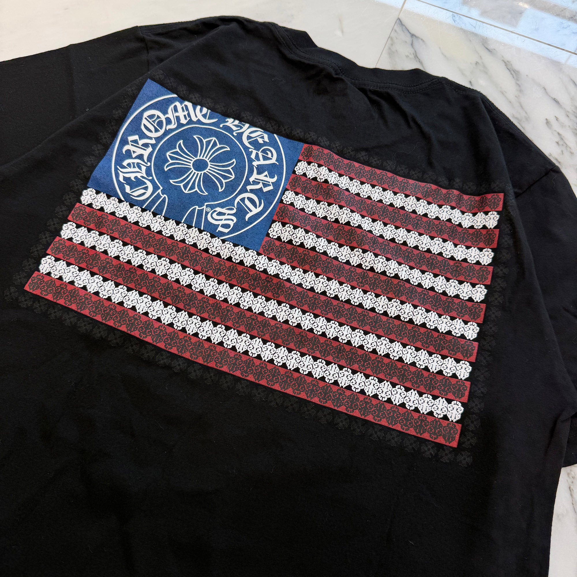 CHROME HEARTS American Flag Scroll Logo Tee Size M クロムハーツ アメリカ国旗 スクロールロゴ Tシャツ サイズM