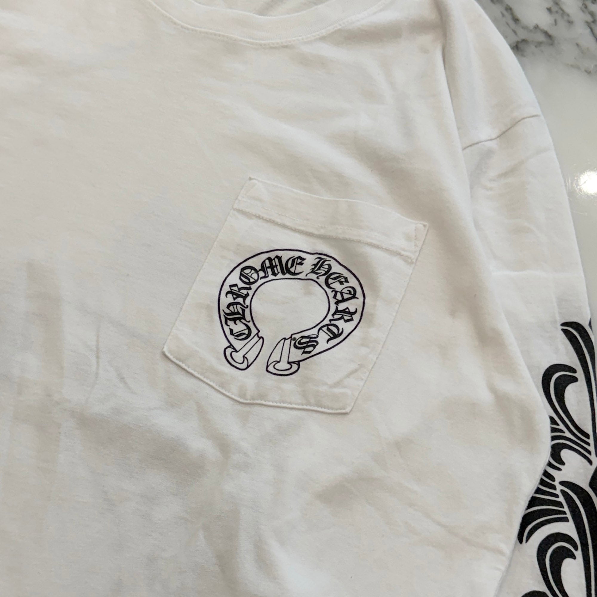 CHROME HEARTS Floral Cross Horseshoe Long Sleeve Tee Size L クロムハーツ フローラルクロス ホースシュー ロングスリーブ Tシャツ サイズＬ