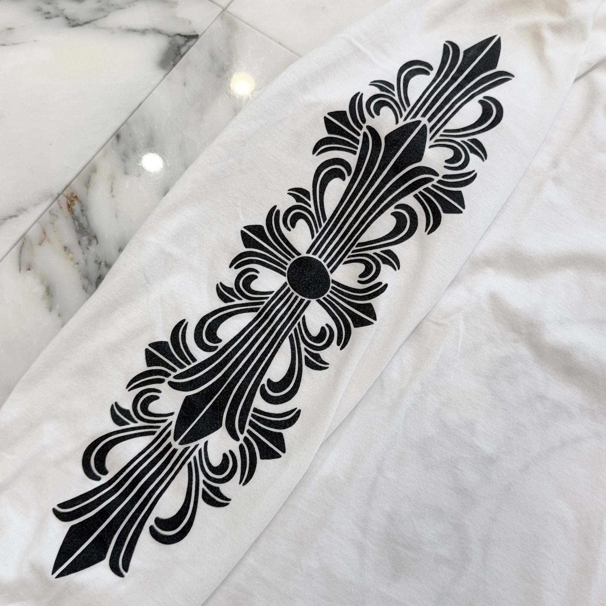 CHROME HEARTS Floral Cross Horseshoe Long Sleeve Tee Size L クロムハーツ フローラルクロス ホースシュー ロングスリーブ Tシャツ サイズＬ
