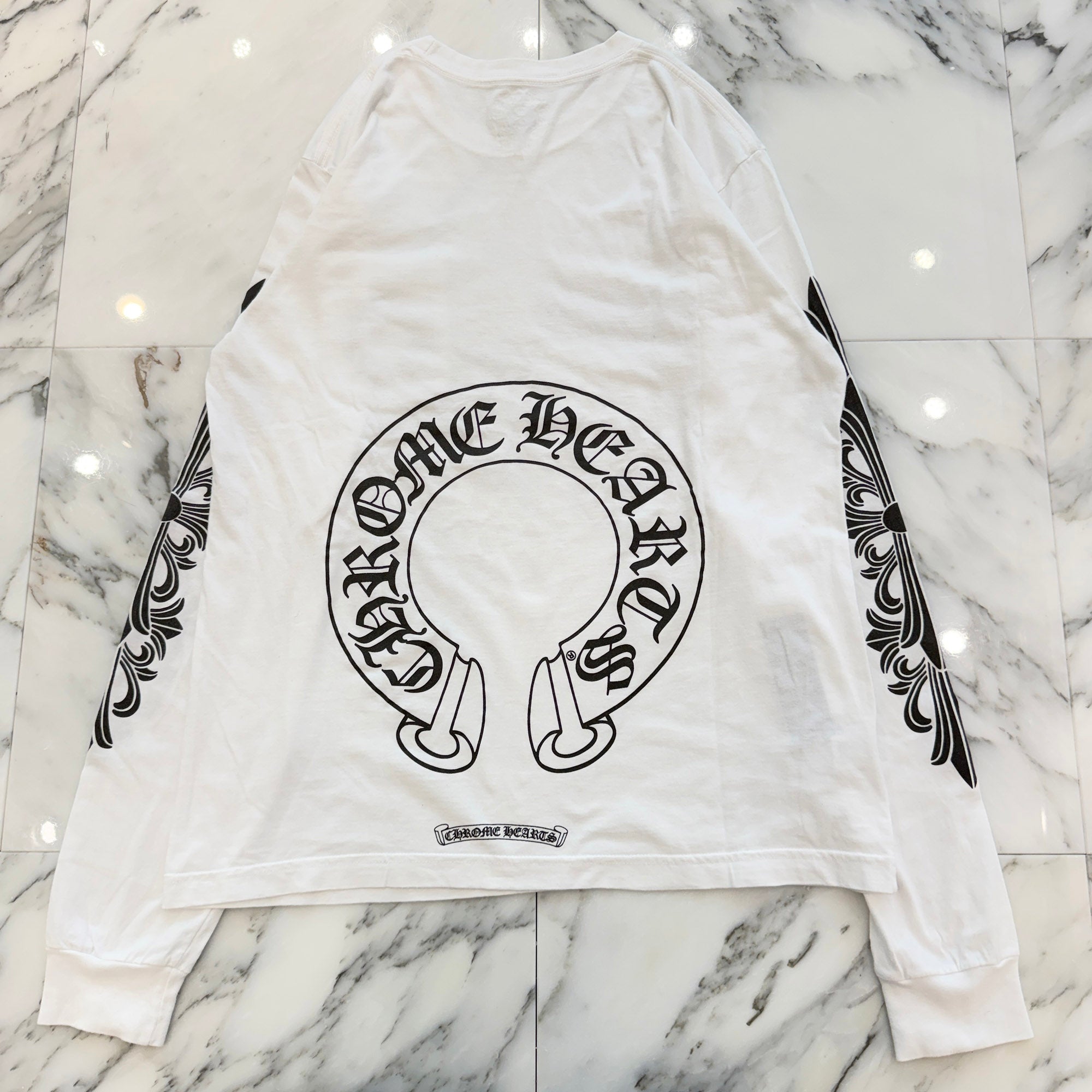 CHROME HEARTS Floral Cross Horseshoe Long Sleeve Tee Size L クロムハーツ フローラルクロス ホースシュー ロングスリーブ Tシャツ サイズＬ