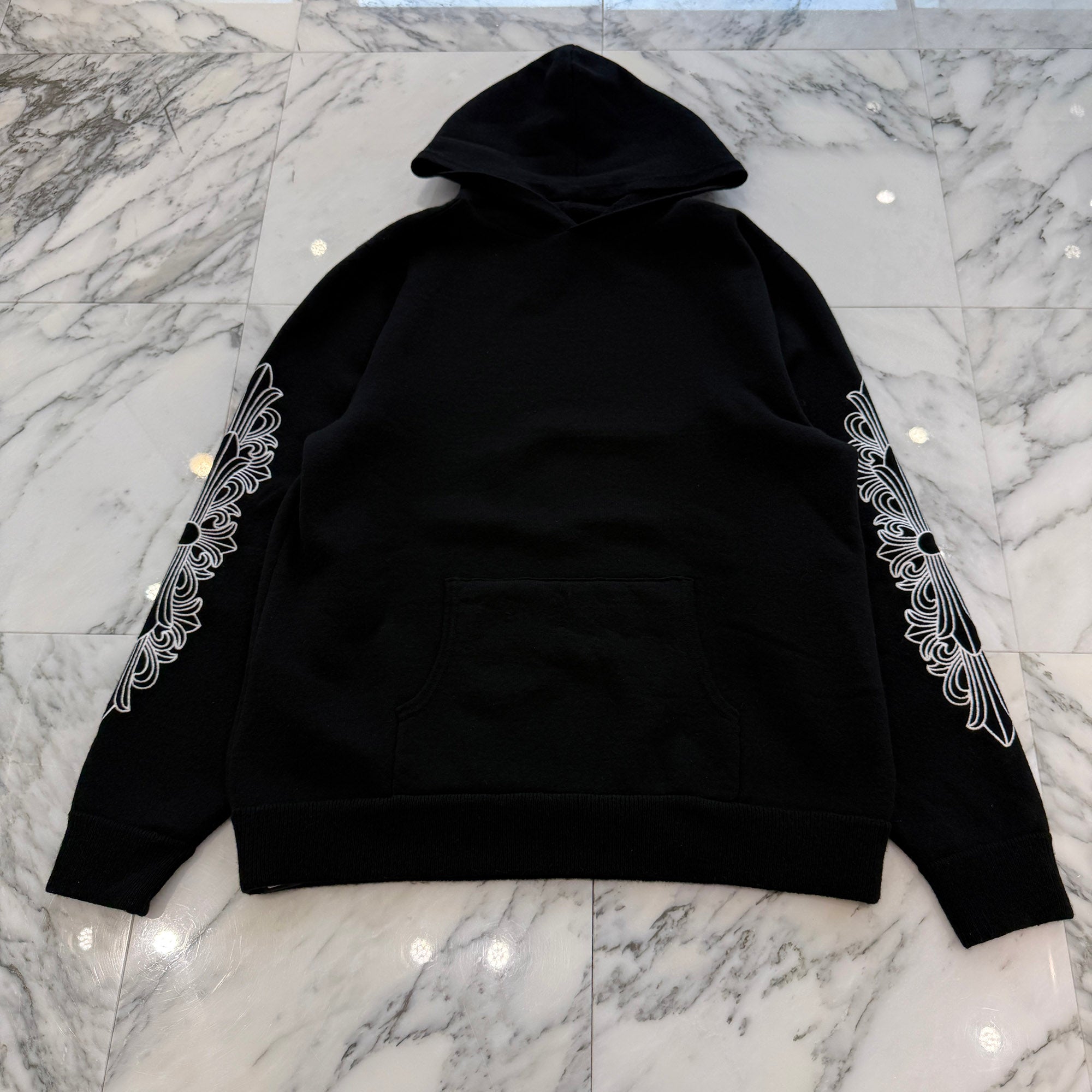 CHROME HEARTS Y NOT Floral Cross Embroidery Cashmere Knit Pullover