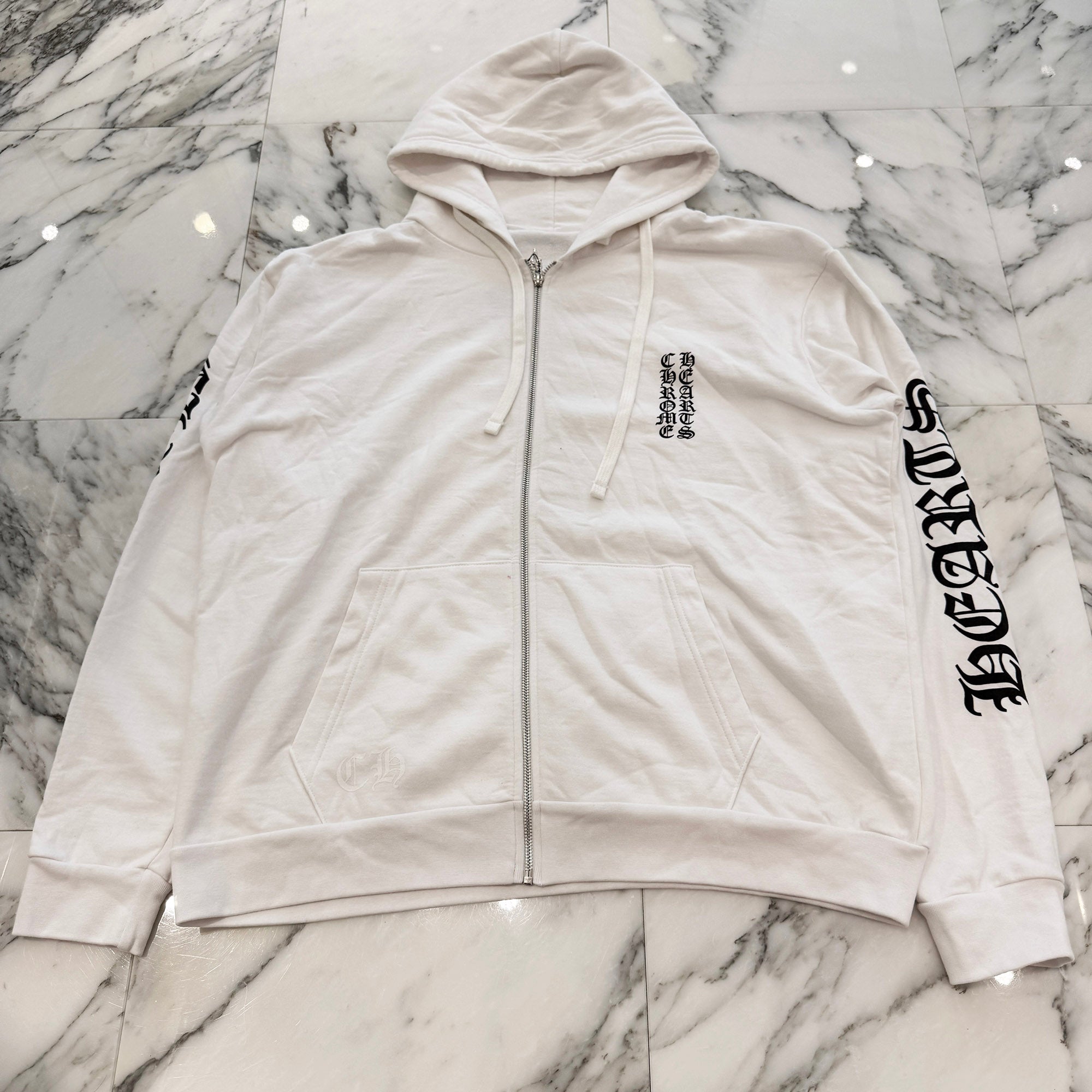 CHROME HEARTS Vertical Logo Zip Up Hoodie Size L クロムハーツ ヴァーティカルロゴ ジップアップフーディー サイズL