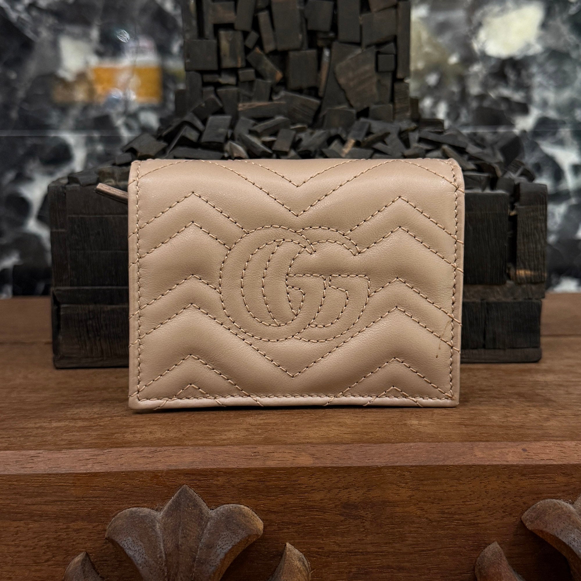 MIKIGGマーモントコンパクト　グレージュ GUCCI GG Marmont Small Wallet 466492 グッチ GGマーモント スモール