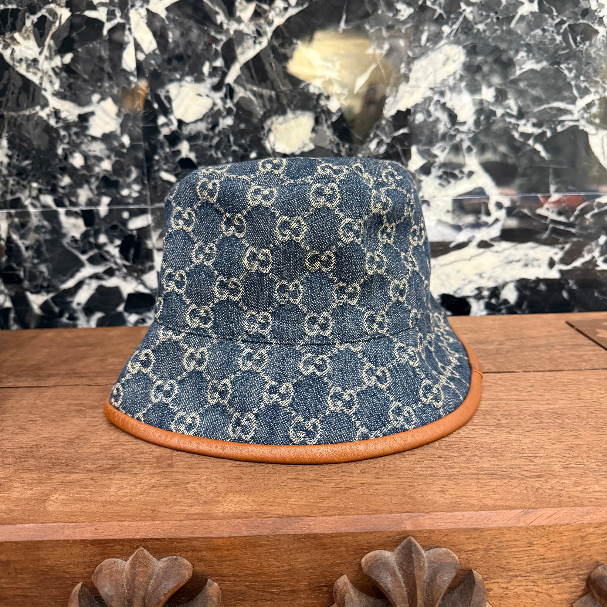 GUCCI GG Supreme Jacquard Denim Bucket Hat Size M (58cm) グッチ GG