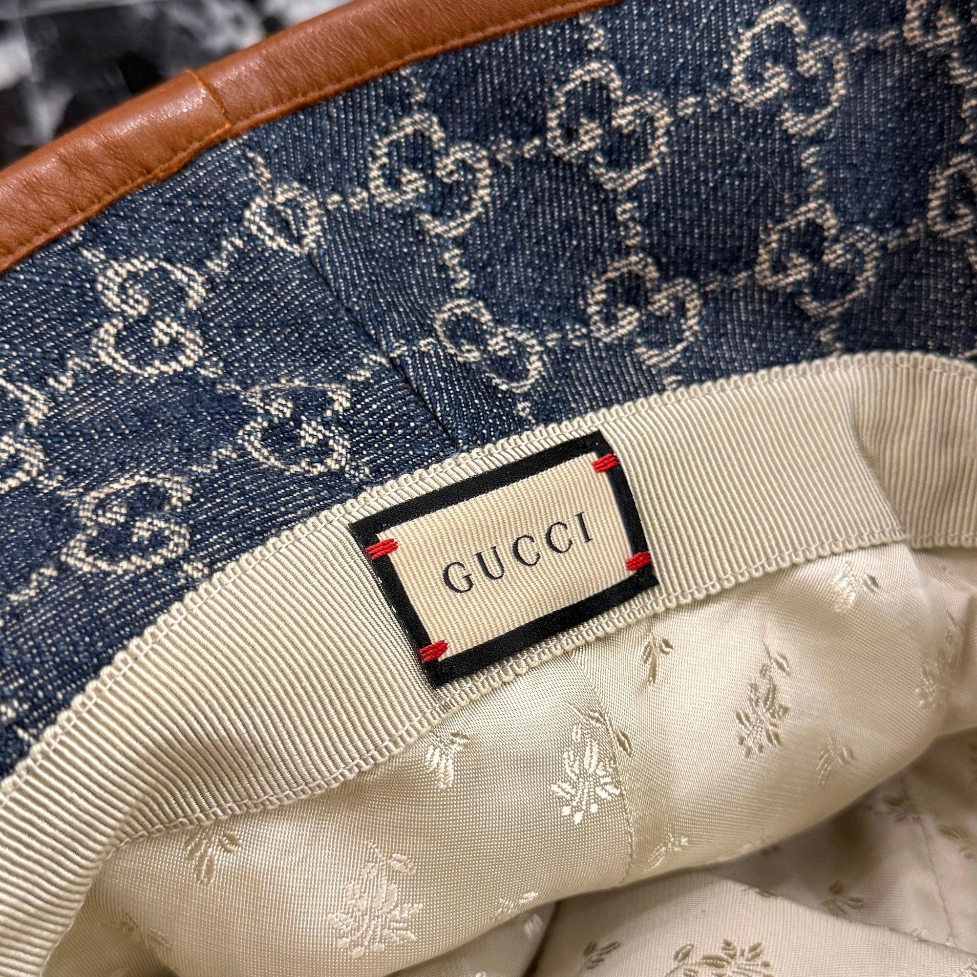 GUCCI GG Supreme Jacquard Denim Bucket Hat Size M (58cm) グッチ GG