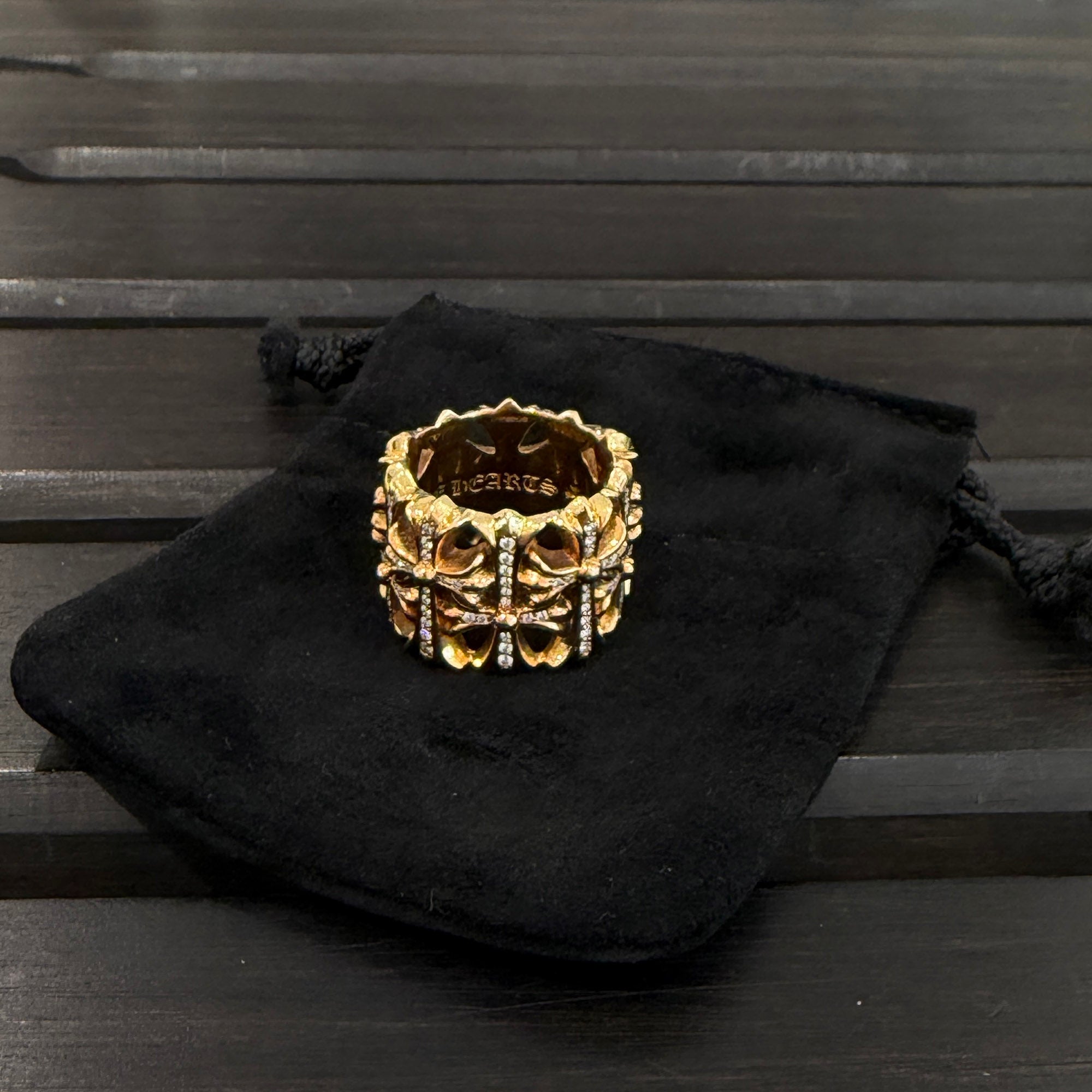 CHROME HEARTS 22K Cemetery Cross Ring Pave Diamond Size 26号
