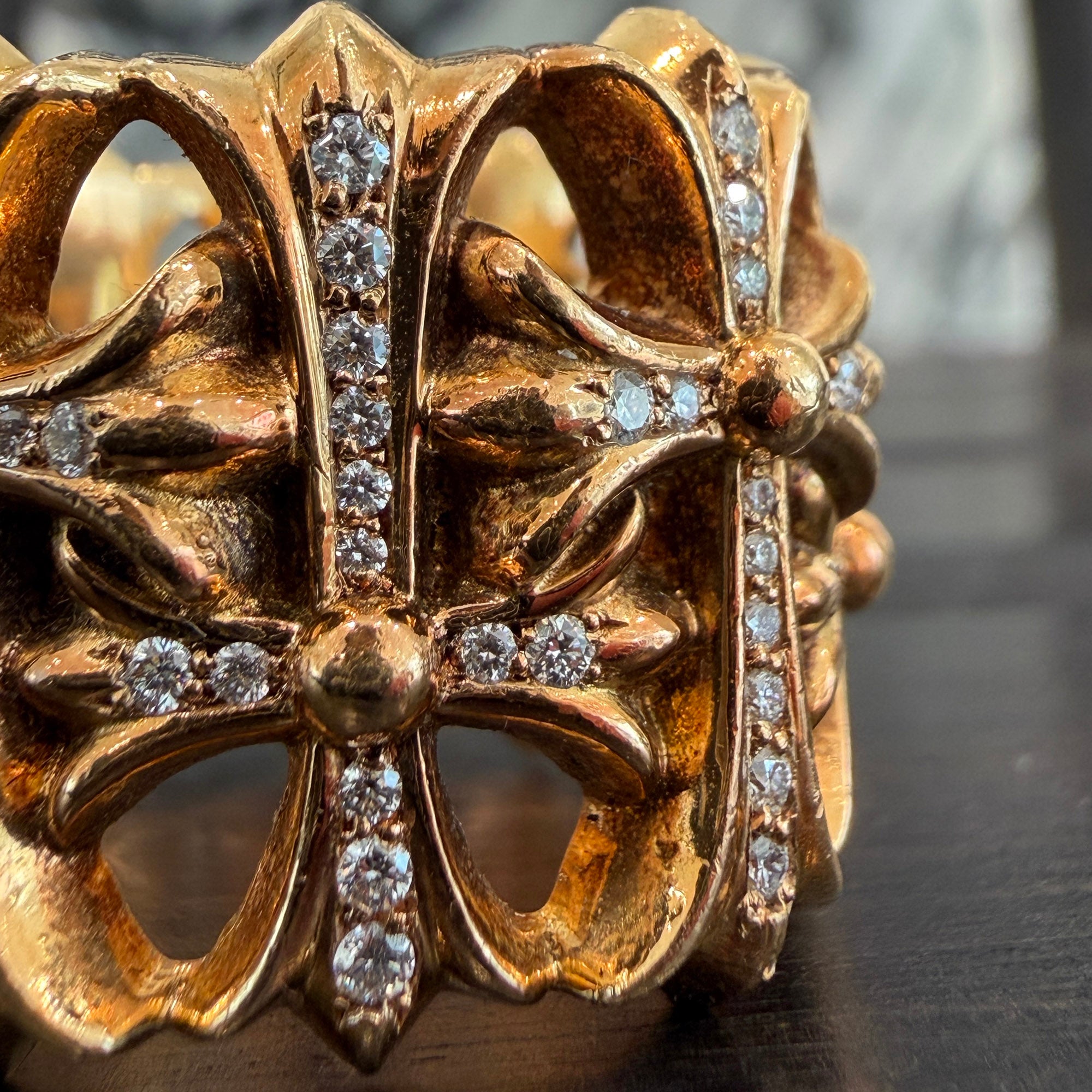 CHROME HEARTS 22K Cemetery Cross Ring Pave Diamond Size 26号 クロムハーツ 22K セメタリークロスリング パヴェダイヤモンド サイズ26号