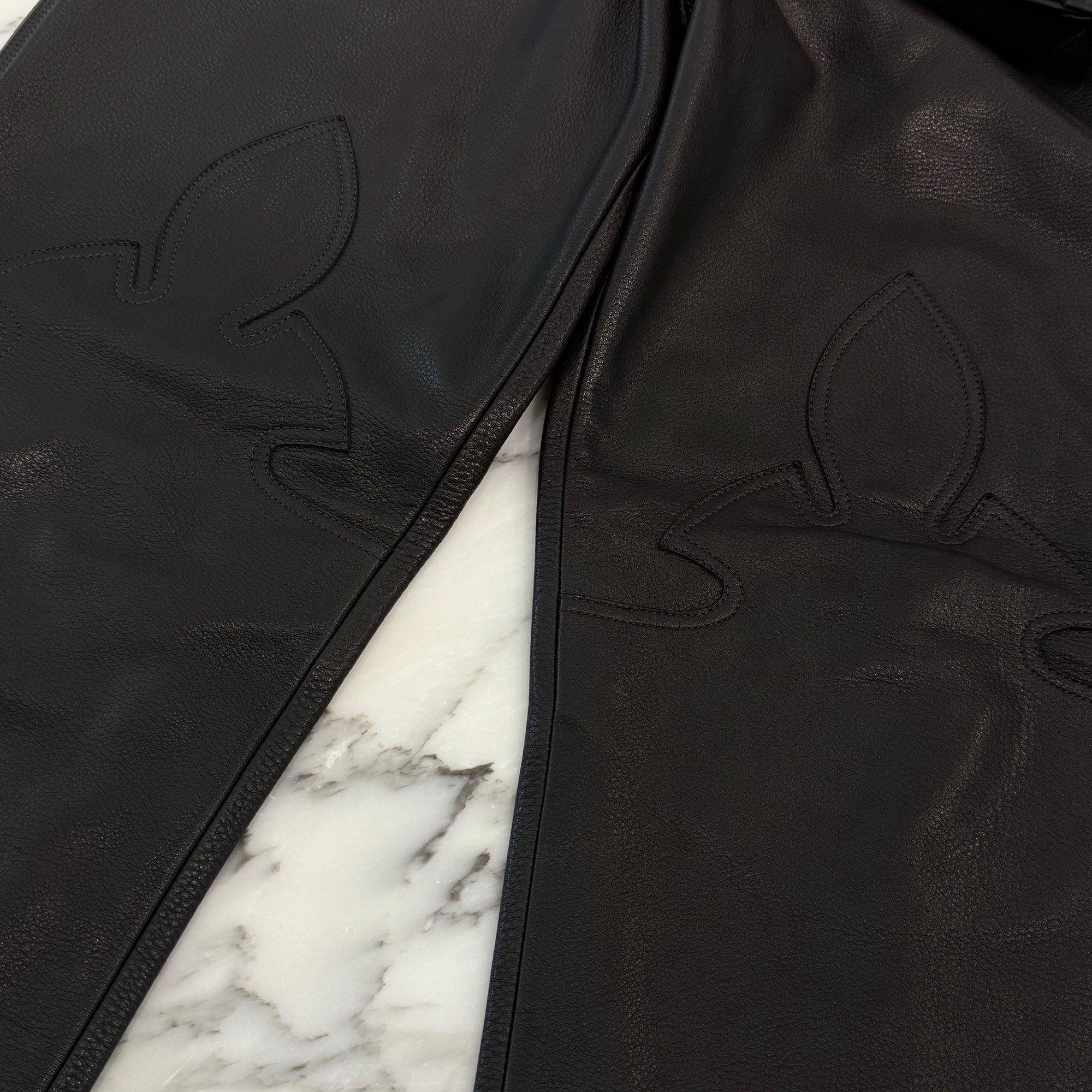 CHROME HEARTS Flare Knee Cross Ball Button Leather Pants Size 32 クロムハーツ フレアニー クロスボールボタン レザーパンツ サイズ32