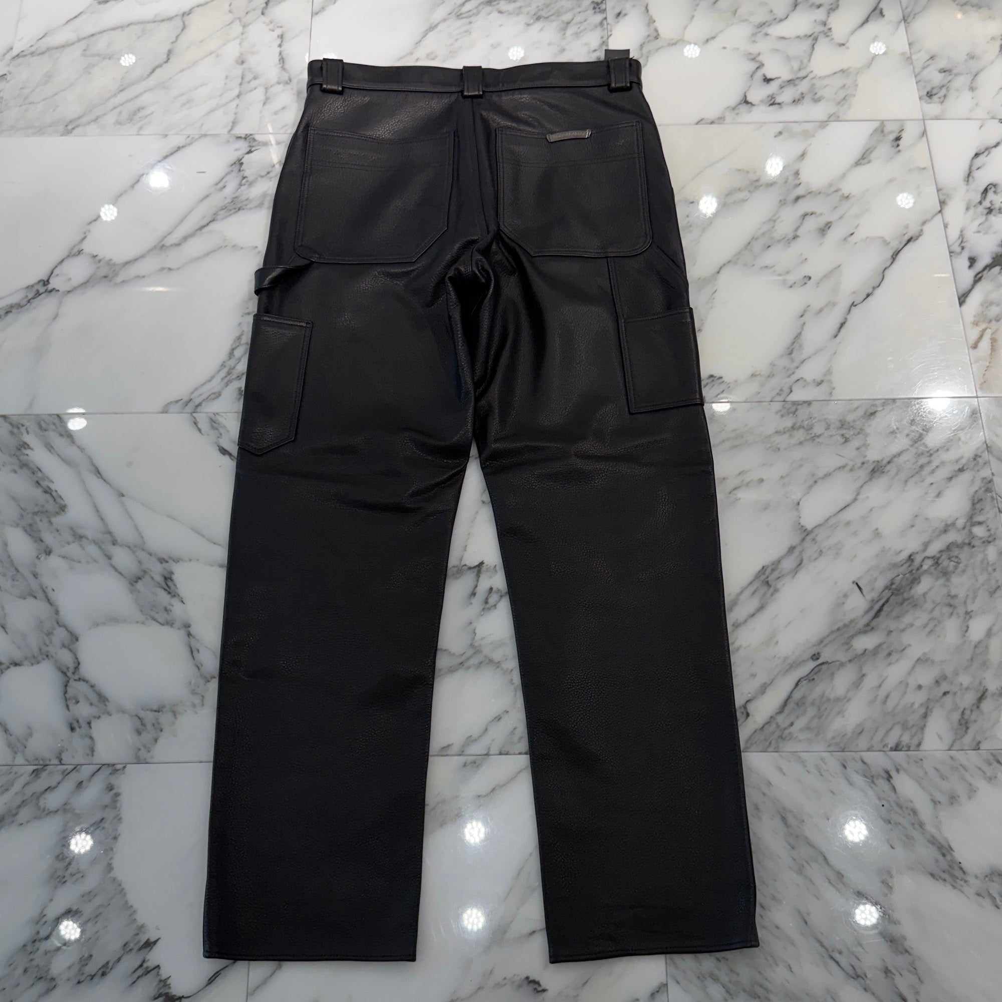 CHROME HEARTS Flare Knee Cross Ball Button Leather Pants Size 32 クロムハーツ フレアニー クロスボールボタン レザーパンツ サイズ32