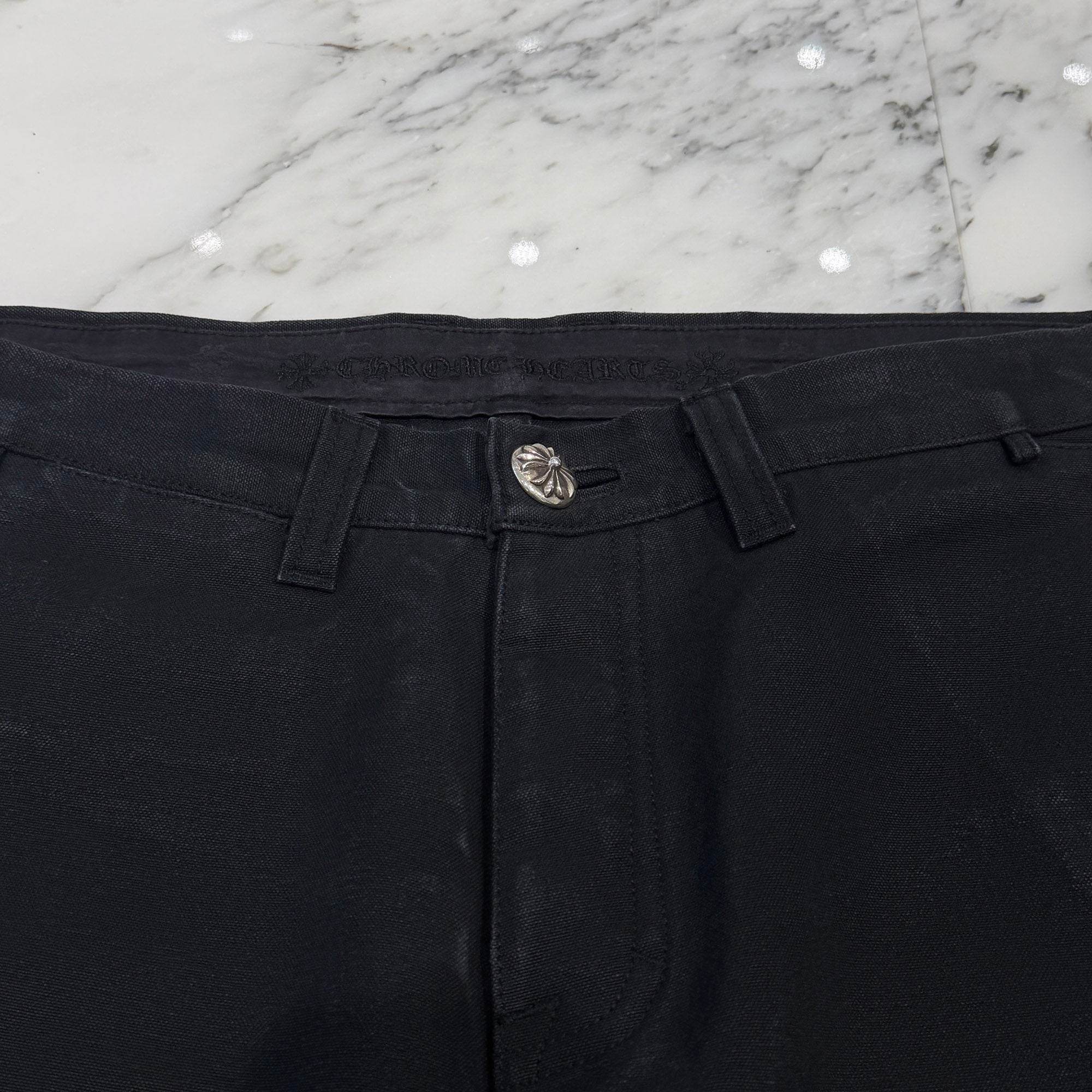 CHROME HEARTS Cemetery Cross Leather Patch Cotton Cargo Pants Size 32 クロムハーツ セメタリークロス レザーパッチコットンカーゴパンツ サイズ32