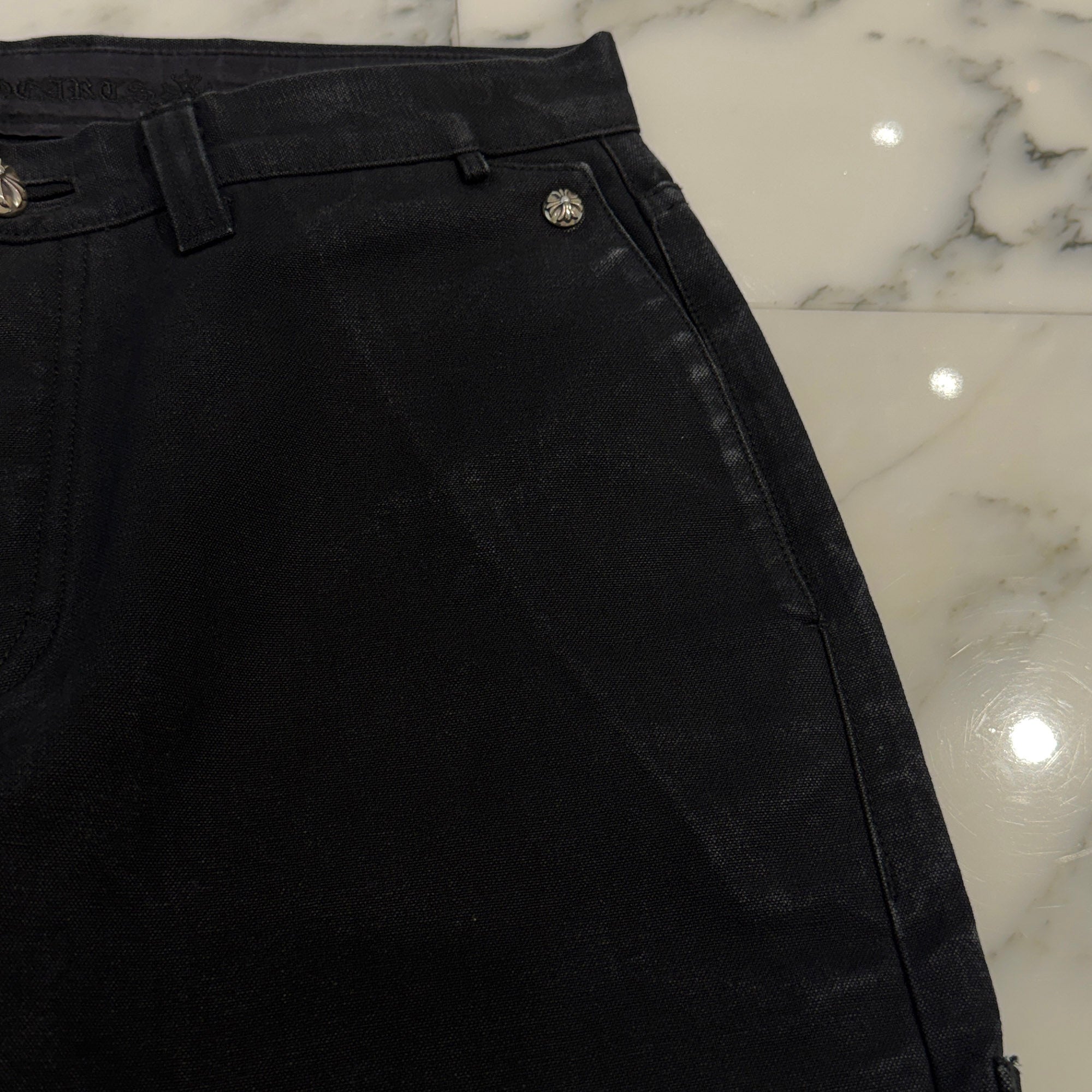CHROME HEARTS Cemetery Cross Leather Patch Cotton Cargo Pants Size 32 クロムハーツ セメタリークロス レザーパッチコットンカーゴパンツ サイズ32