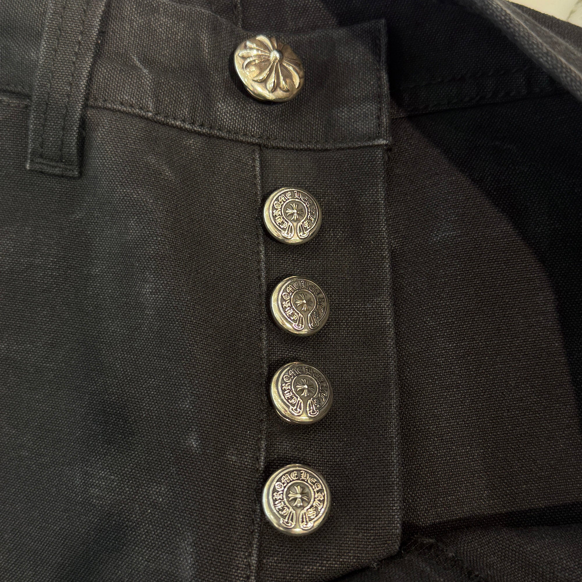 CHROME HEARTS Cemetery Cross Leather Patch Cotton Cargo Pants Size 32 クロムハーツ セメタリークロス レザーパッチコットンカーゴパンツ サイズ32