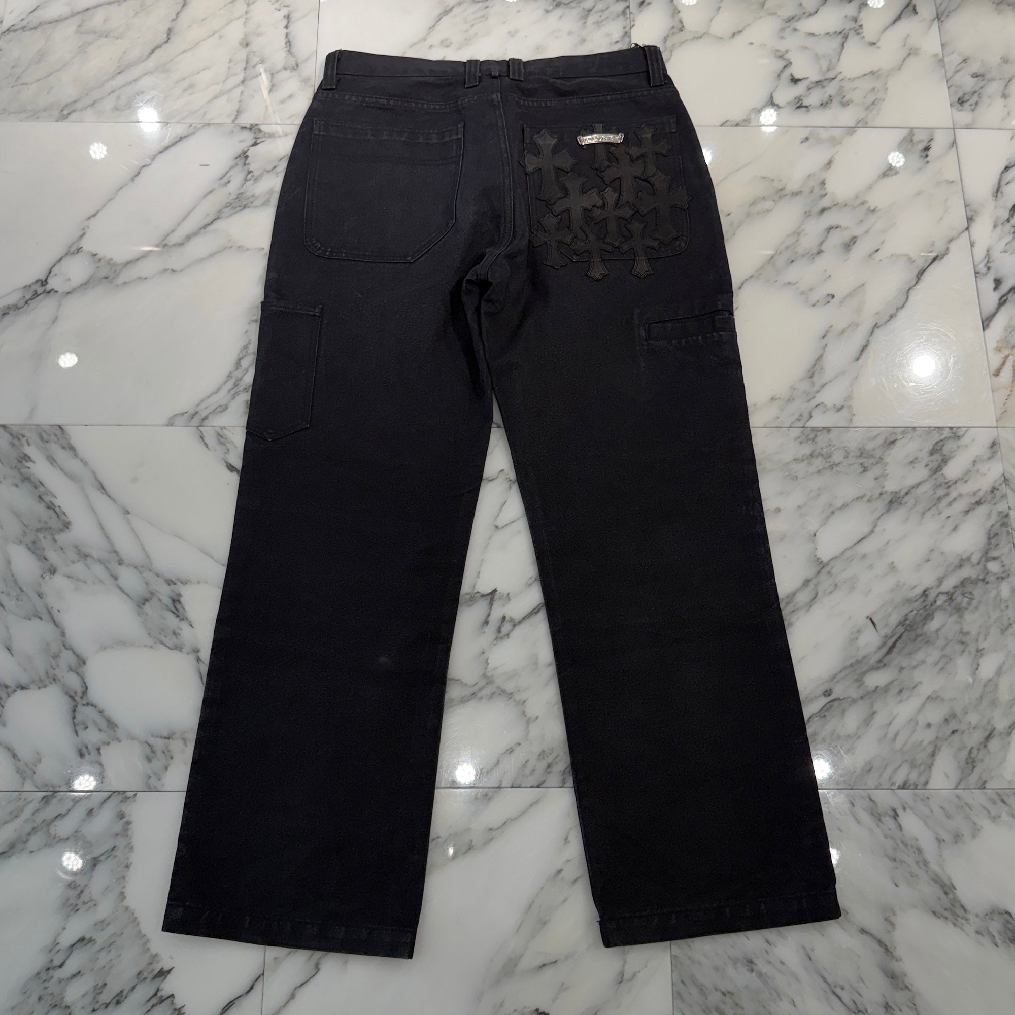 CHROME HEARTS Cemetery Cross Leather Patch Cotton Cargo Pants Size 32 クロムハーツ セメタリークロス レザーパッチコットンカーゴパンツ サイズ32