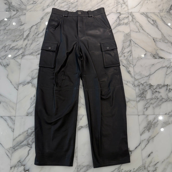 CHROME HEARTS DEVIL DOG Cross Ball Button Leather Cargo Pants Size 32 クロムハーツ デビルドッグ クロスボールボタン レザー カーゴパンツ サイズ32