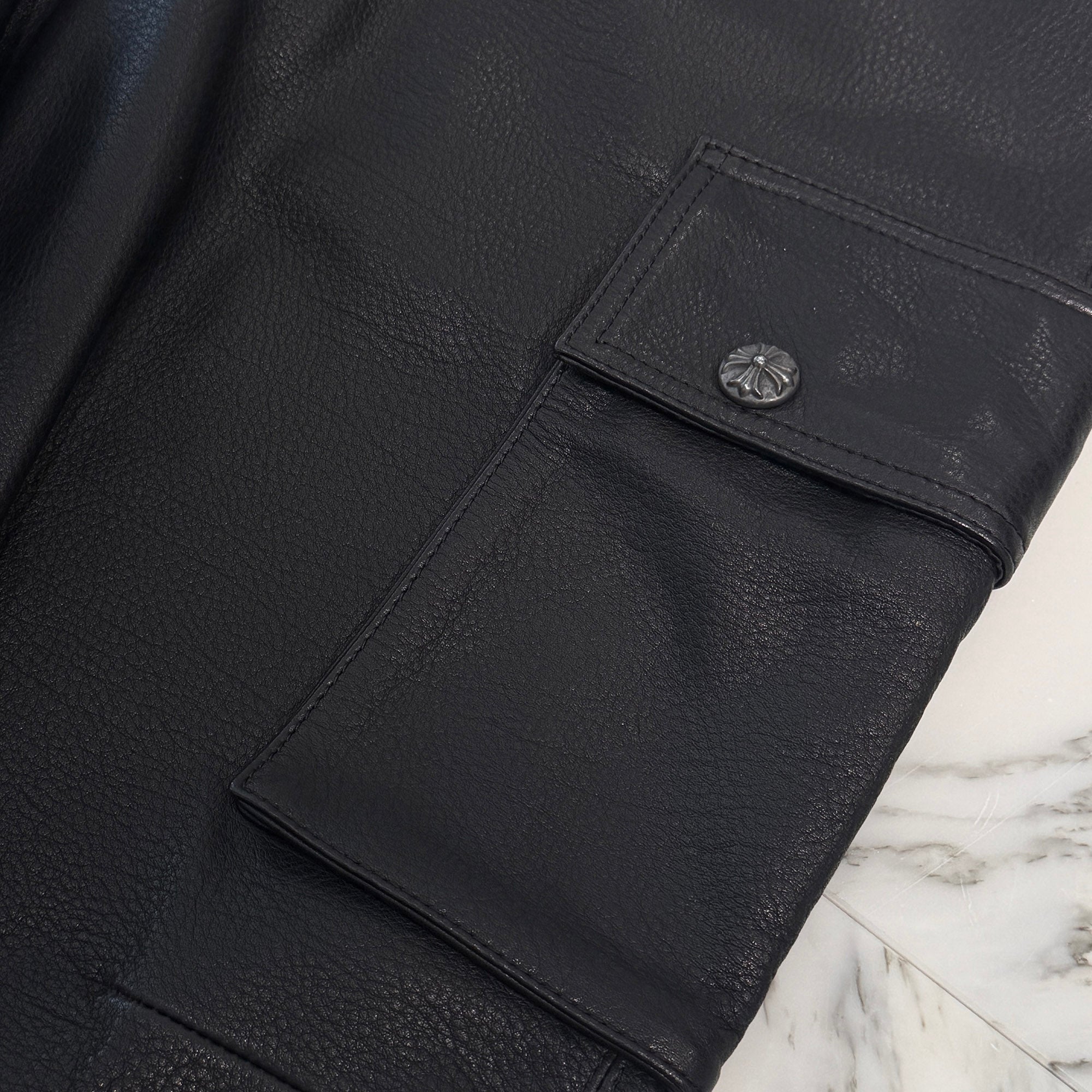 CHROME HEARTS DEVIL DOG Cross Ball Button Leather Cargo Pants Size 32 クロムハーツ デビルドッグ クロスボールボタン レザー カーゴパンツ サイズ32