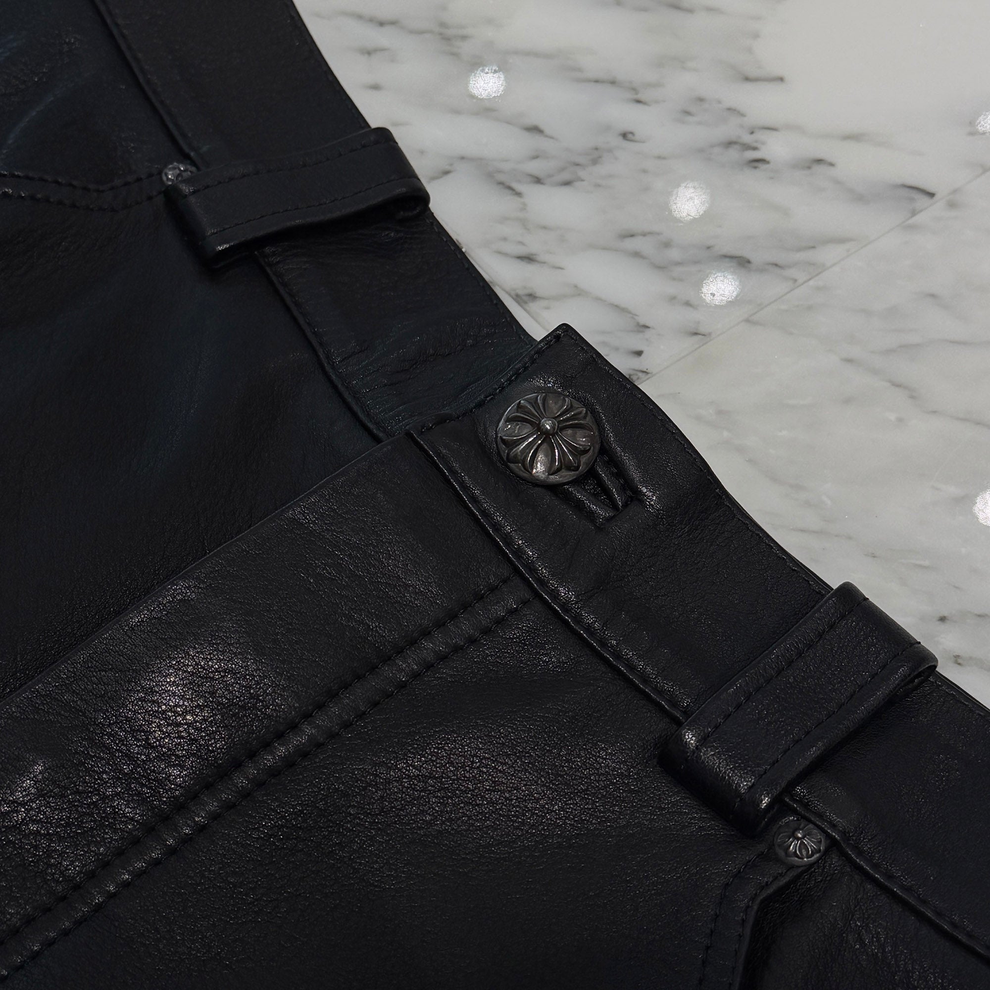 CHROME HEARTS DEVIL DOG Cross Ball Button Leather Cargo Pants Size 32 クロムハーツ デビルドッグ クロスボールボタン レザー カーゴパンツ サイズ32