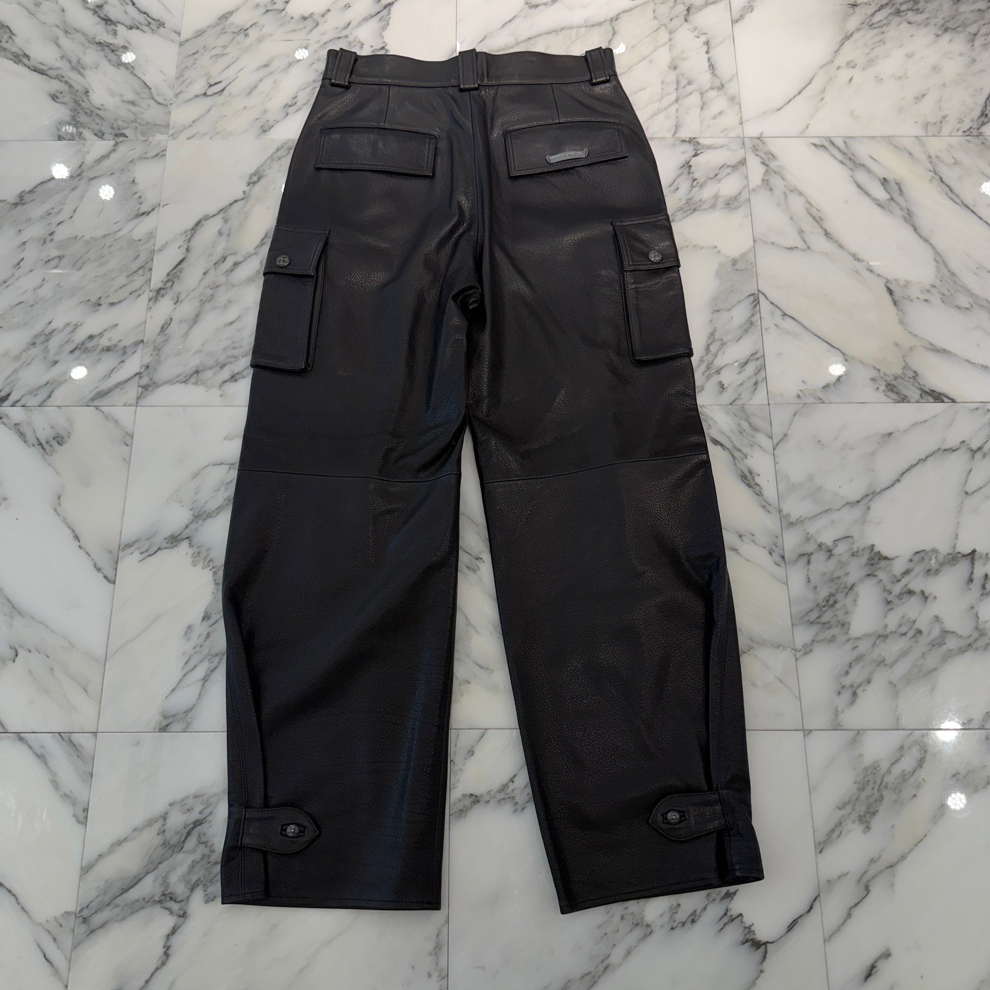CHROME HEARTS DEVIL DOG Cross Ball Button Leather Cargo Pants Size 32 クロムハーツ デビルドッグ クロスボールボタン レザー カーゴパンツ サイズ32
