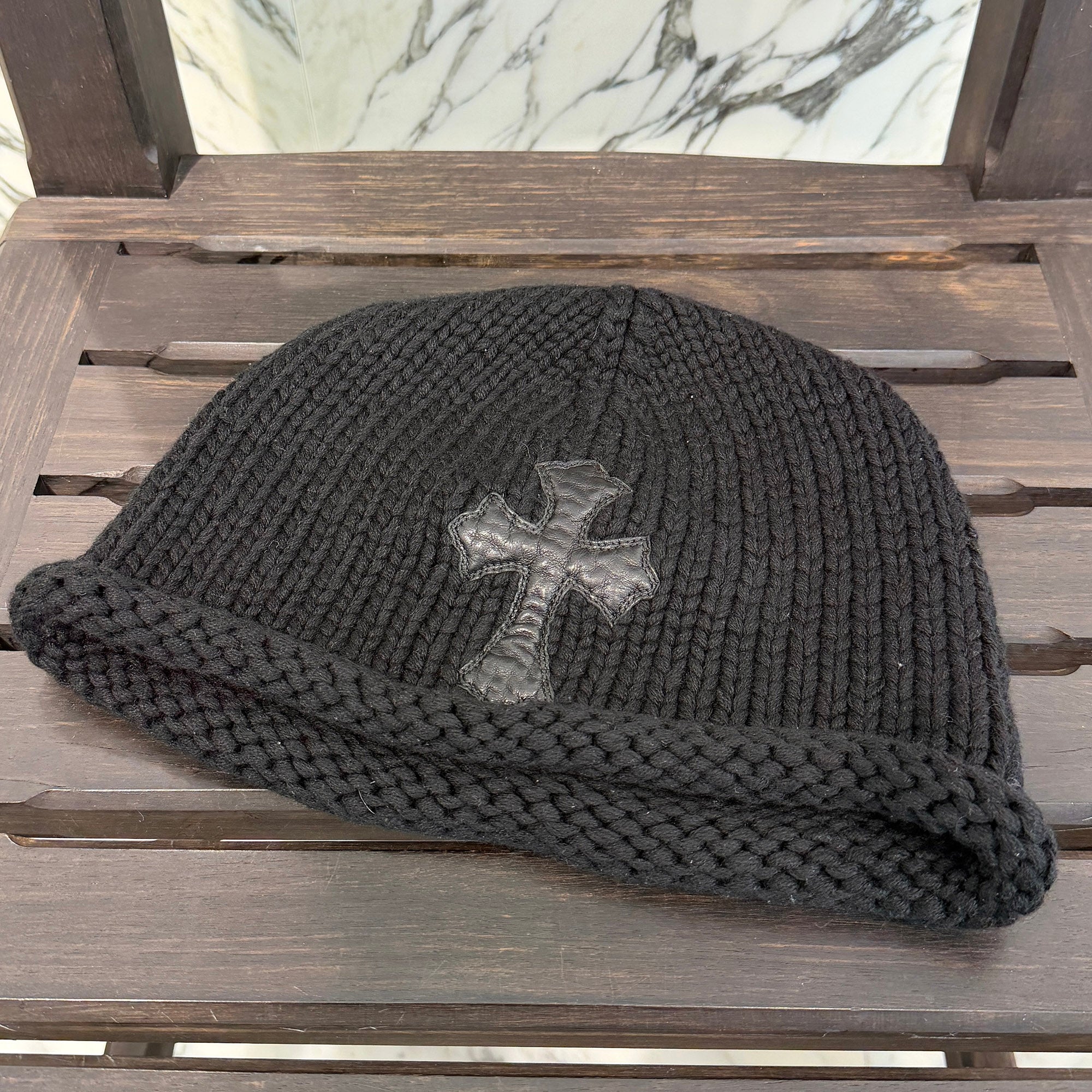 CHROME HEARTS 1 Cross Leather Patch Beanie Size ONE SIZE (26cm) クロムハーツ 1クロス レザーパッチ ビーニー サイズONE SIZE (26cm)