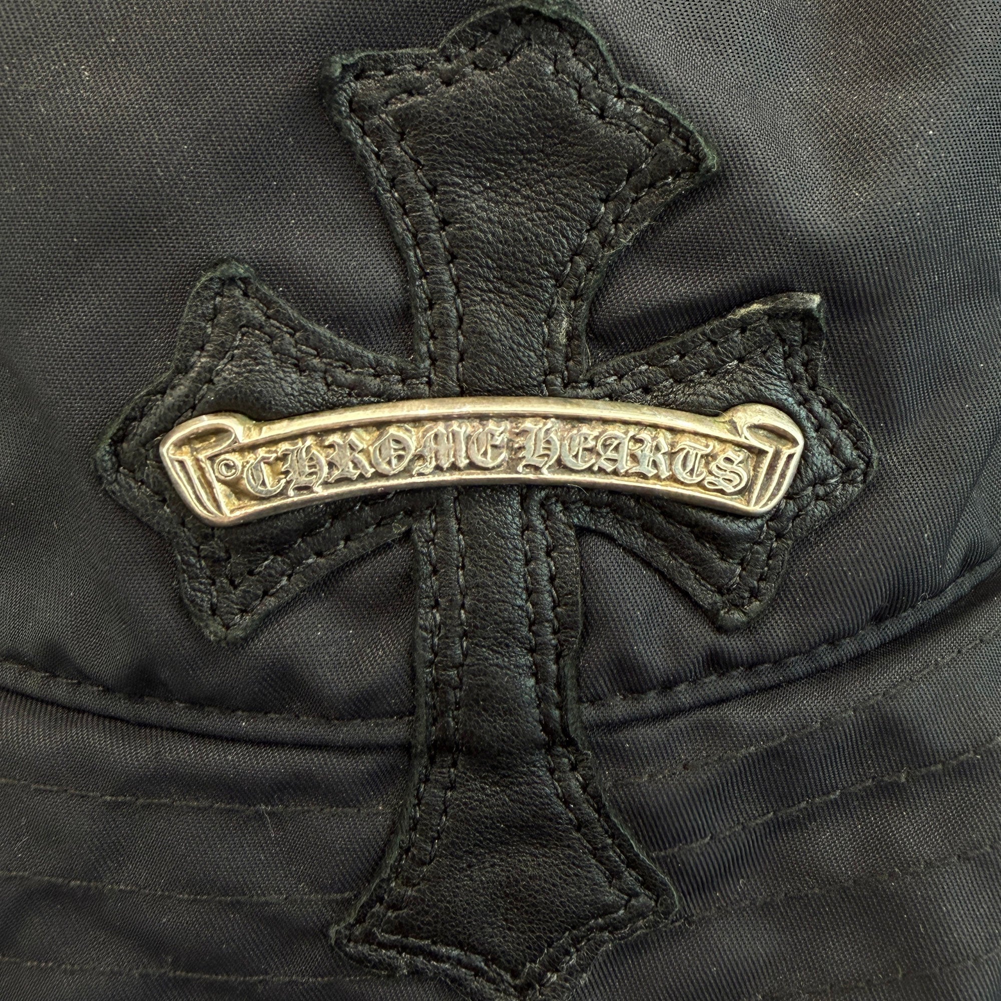 CHROME HEARTS 1 Cross Leather Patch Nylon Bucket Hat Size L (60.5cm) クロムハーツ 1クロス レザーパッチ ナイロン バケットハット サイズL (60.5cm)