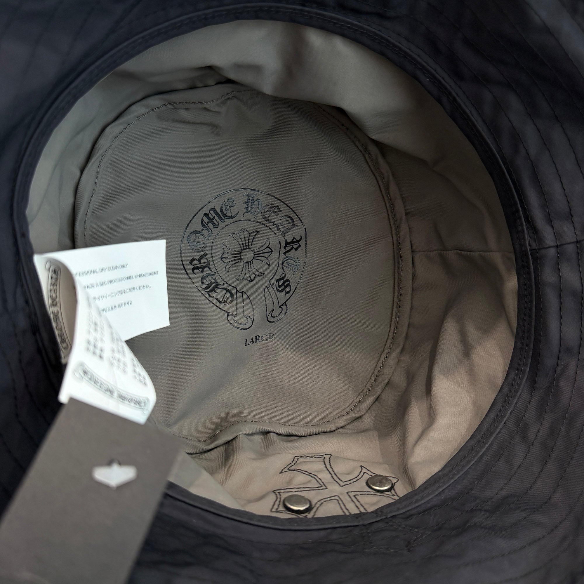 CHROME HEARTS 1 Cross Leather Patch Nylon Bucket Hat Size L (60.5cm) クロムハーツ 1クロス レザーパッチ ナイロン バケットハット サイズL (60.5cm)