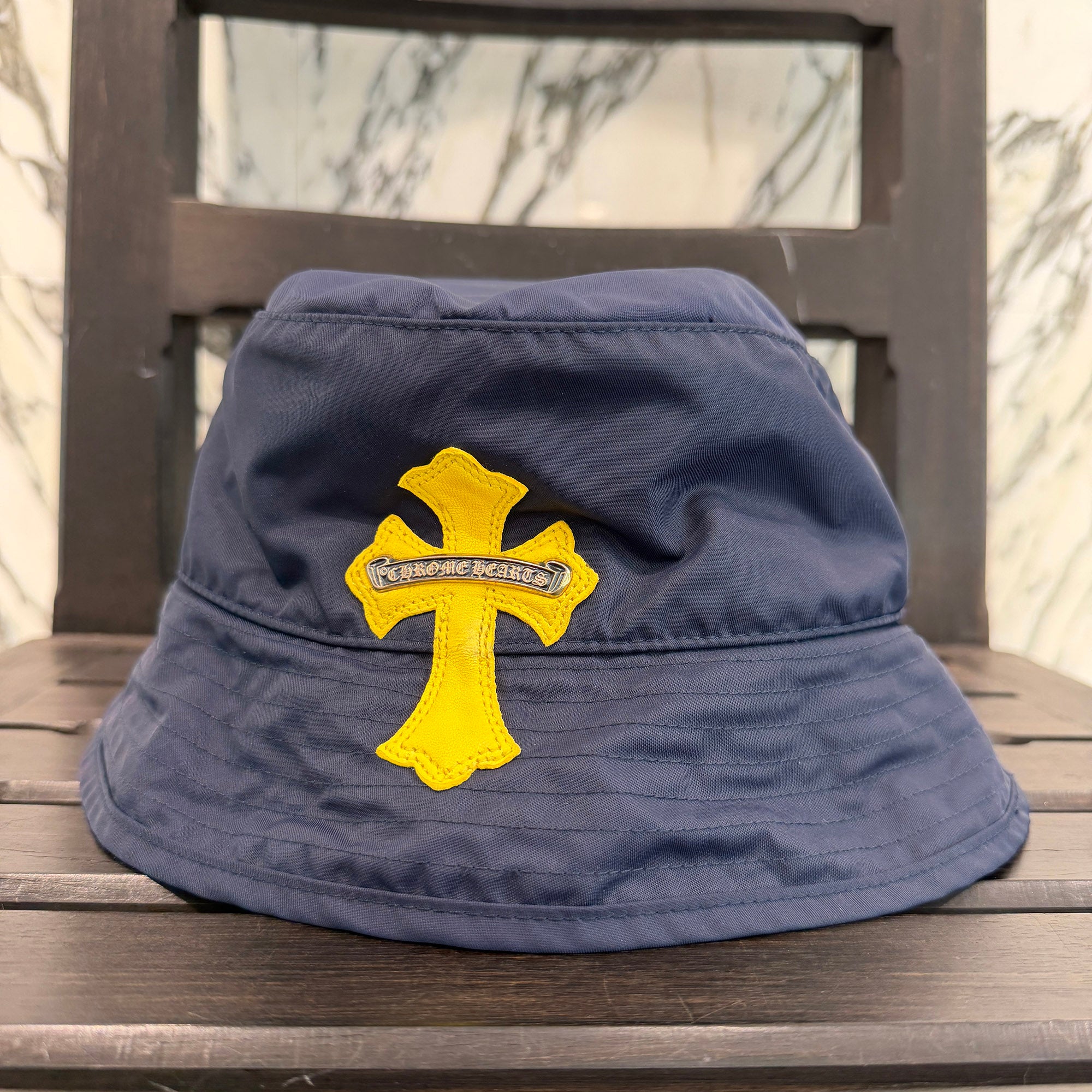 CHROME HEARTS 1 Cross Leather Patch Nylon Bucket Hat Size M (58.5cm) クロムハーツ 1クロス レザーパッチ ナイロン バケットハット サイズM (58.5cm)