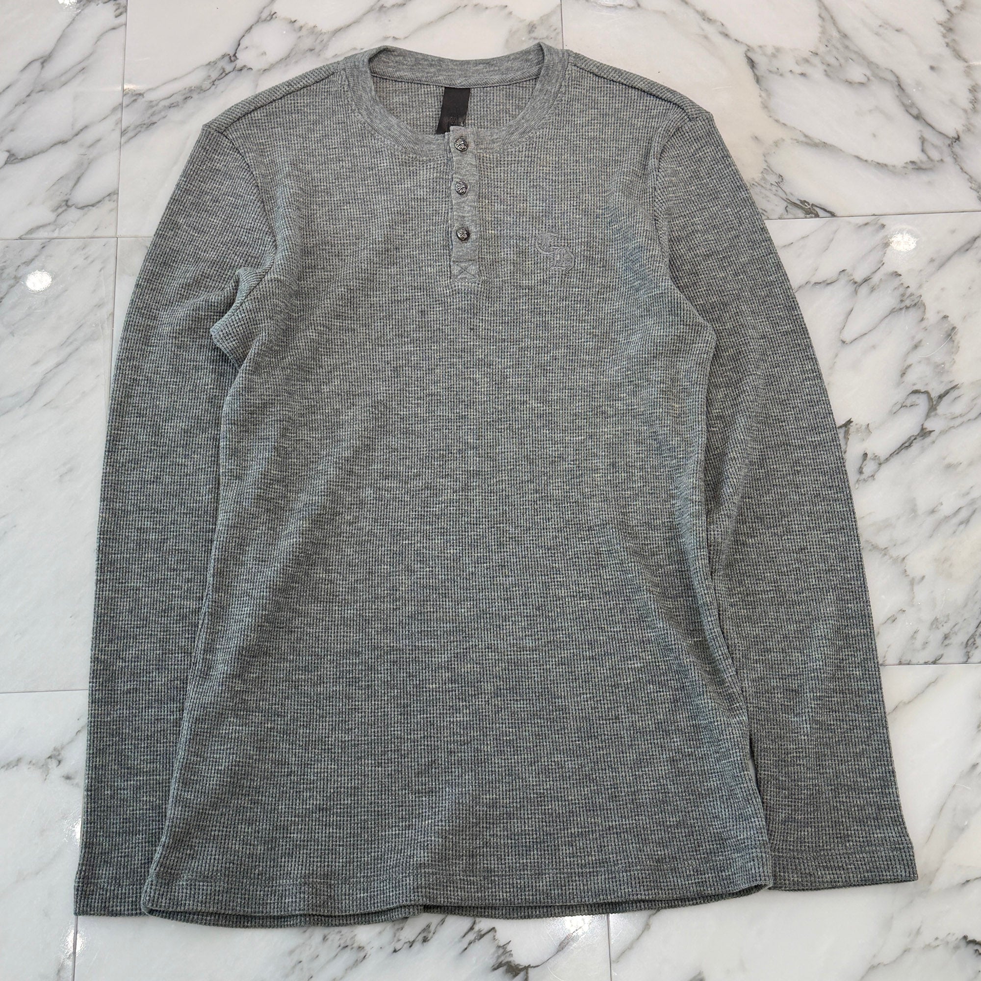 CHROME HEARTS Y NOT CH Embroidery Henry Neck Long Sleeve Tee Size L クロムハーツ ワイノット CH刺繍 ヘンリーネック ロングスリーブTシャツ サイズL