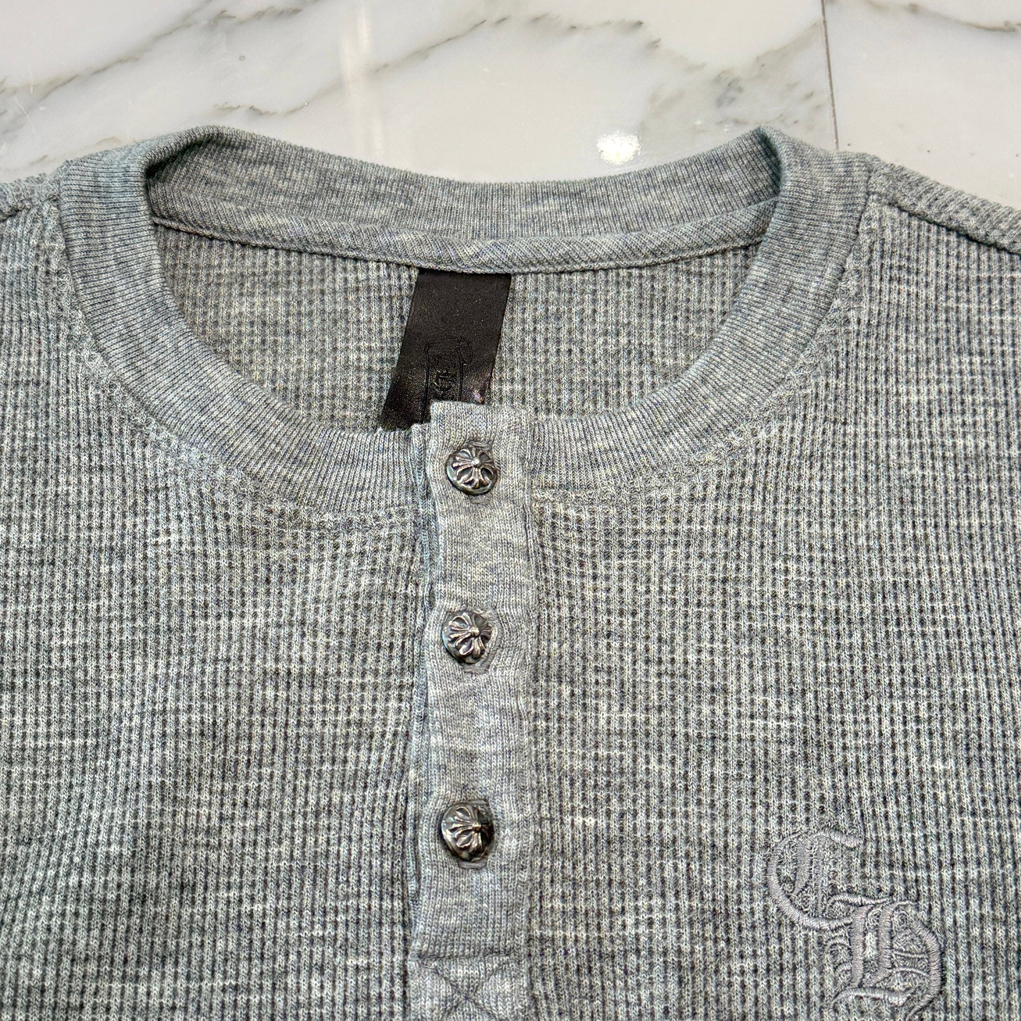 CHROME HEARTS Y NOT CH Embroidery Henry Neck Long Sleeve Tee Size L クロムハーツ ワイノット CH刺繍 ヘンリーネック ロングスリーブTシャツ サイズL
