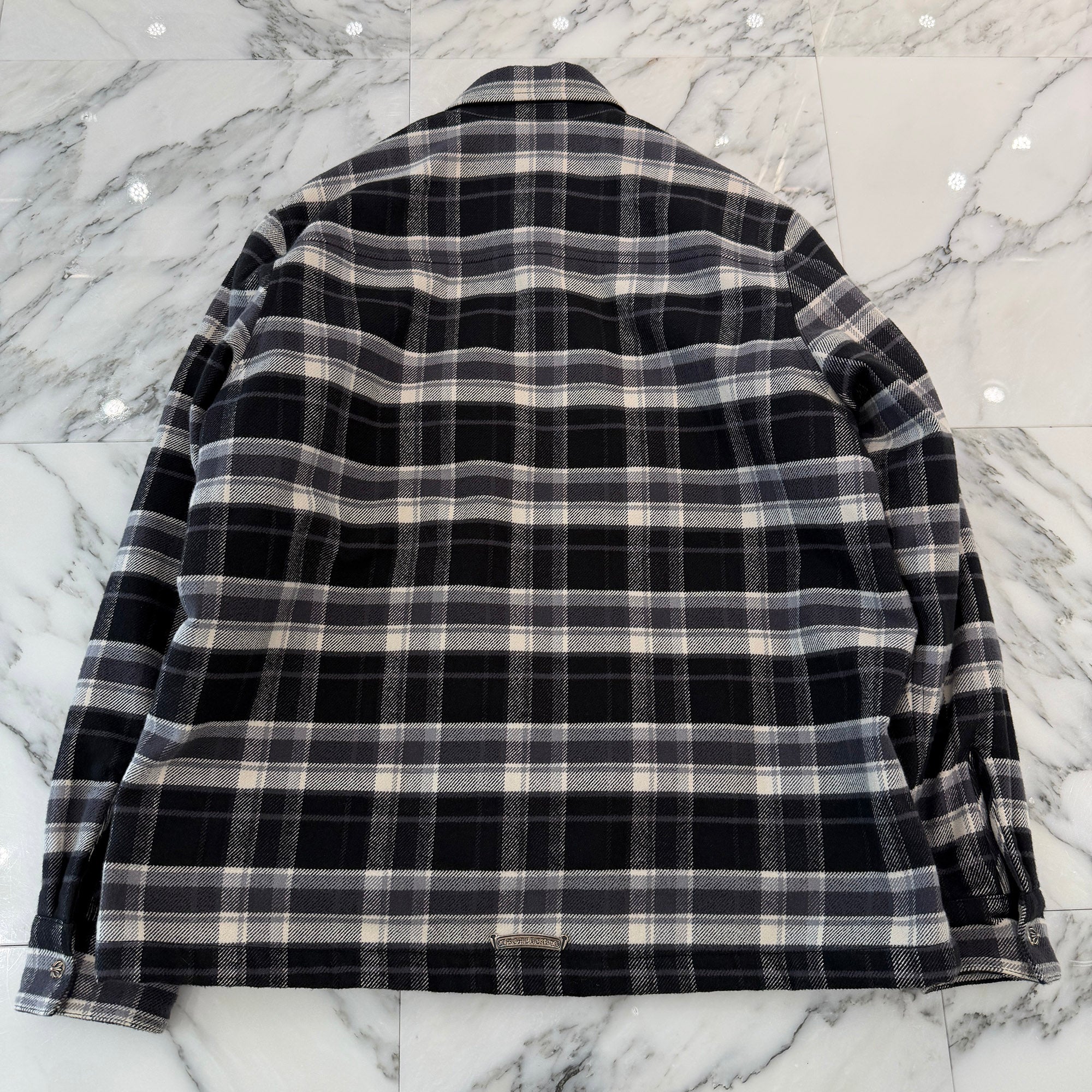 CHROME HEARTS Y NOT WORK DOG Cross Ball Button Check Shirt Jacket Size L クロムハーツ ワイノット ワークドッグ クロスボールボタン チェック シャツ ジャケット サイズL