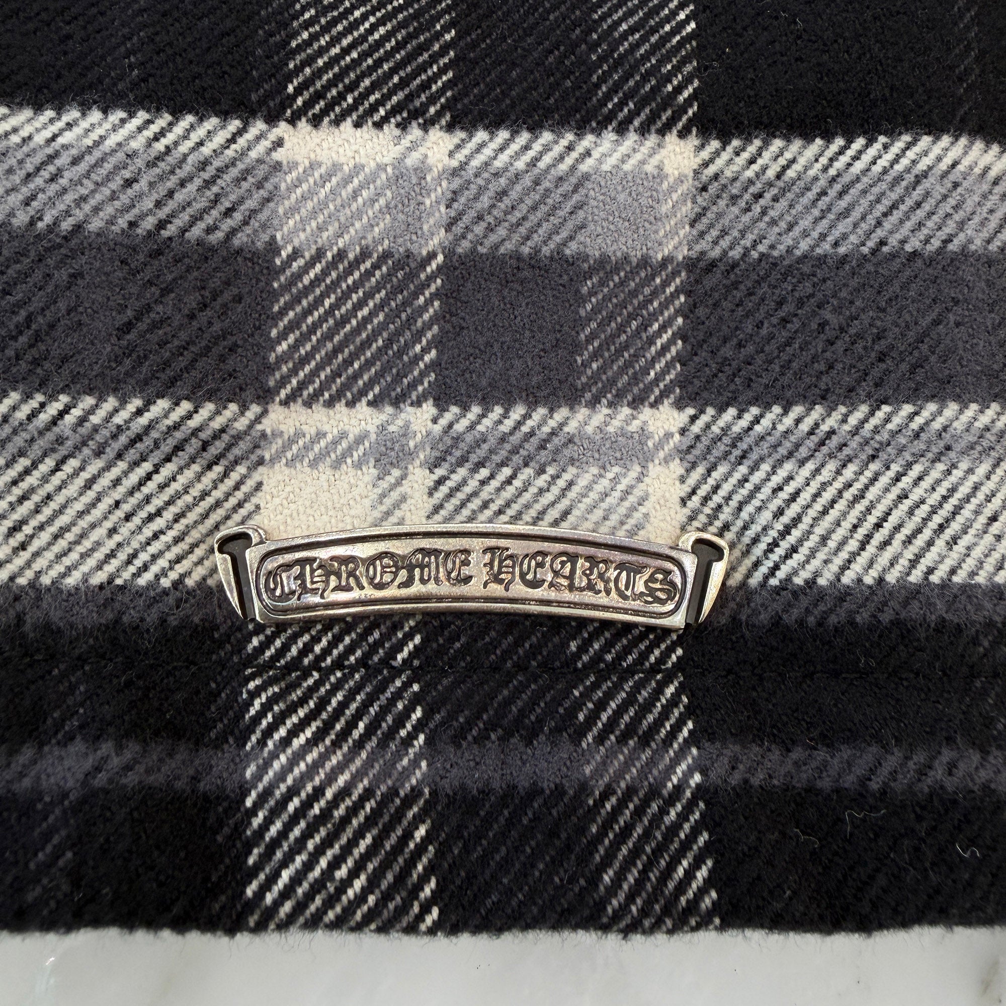 CHROME HEARTS Y NOT WORK DOG Cross Ball Button Check Shirt Jacket Size L クロムハーツ ワイノット ワークドッグ クロスボールボタン チェック シャツ ジャケット サイズL