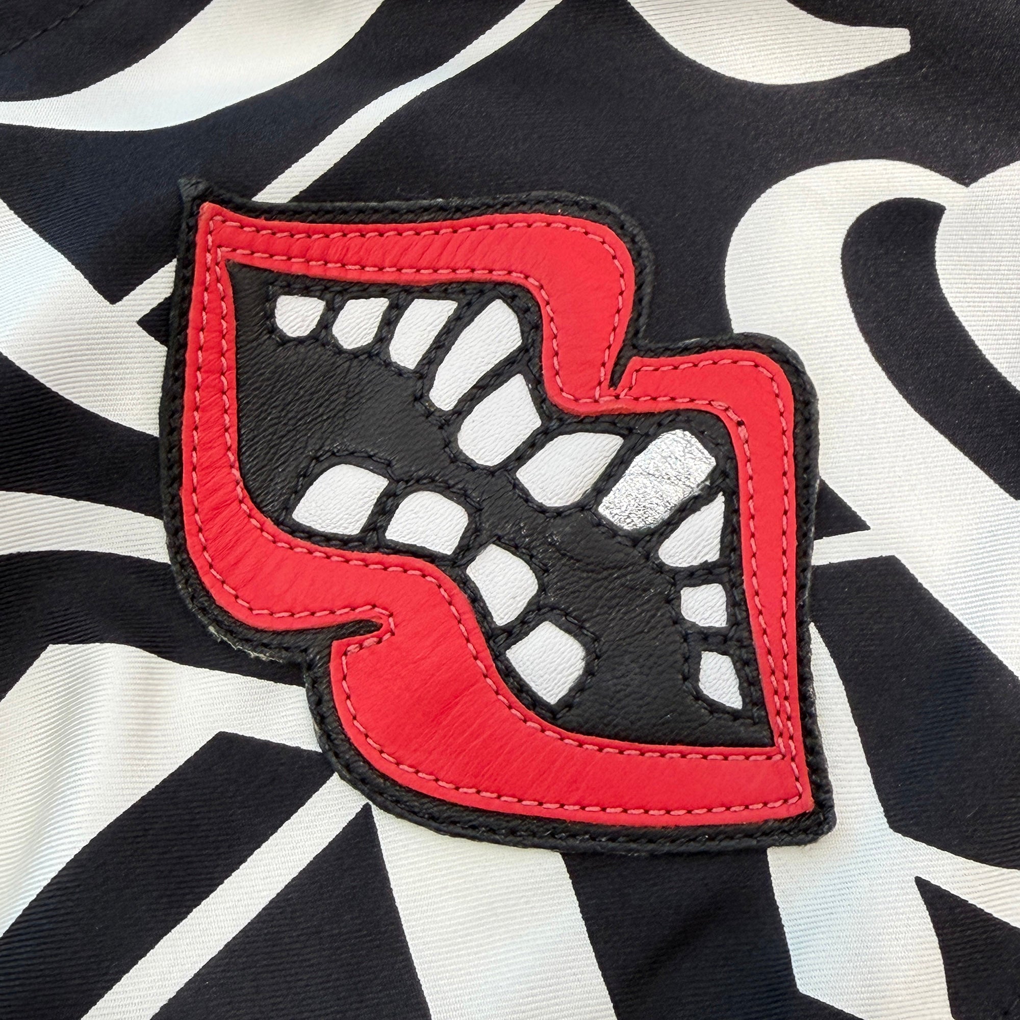 CHROME HEARTS × MATTY BOY Y NOT Chomper Leather Patch Pattern Zip Up Mini Dress Size S クロムハーツ×マッティボーイ ワイノット チョンパー レザー パッチ 総柄 ジップアップ ミニドレス サイズS