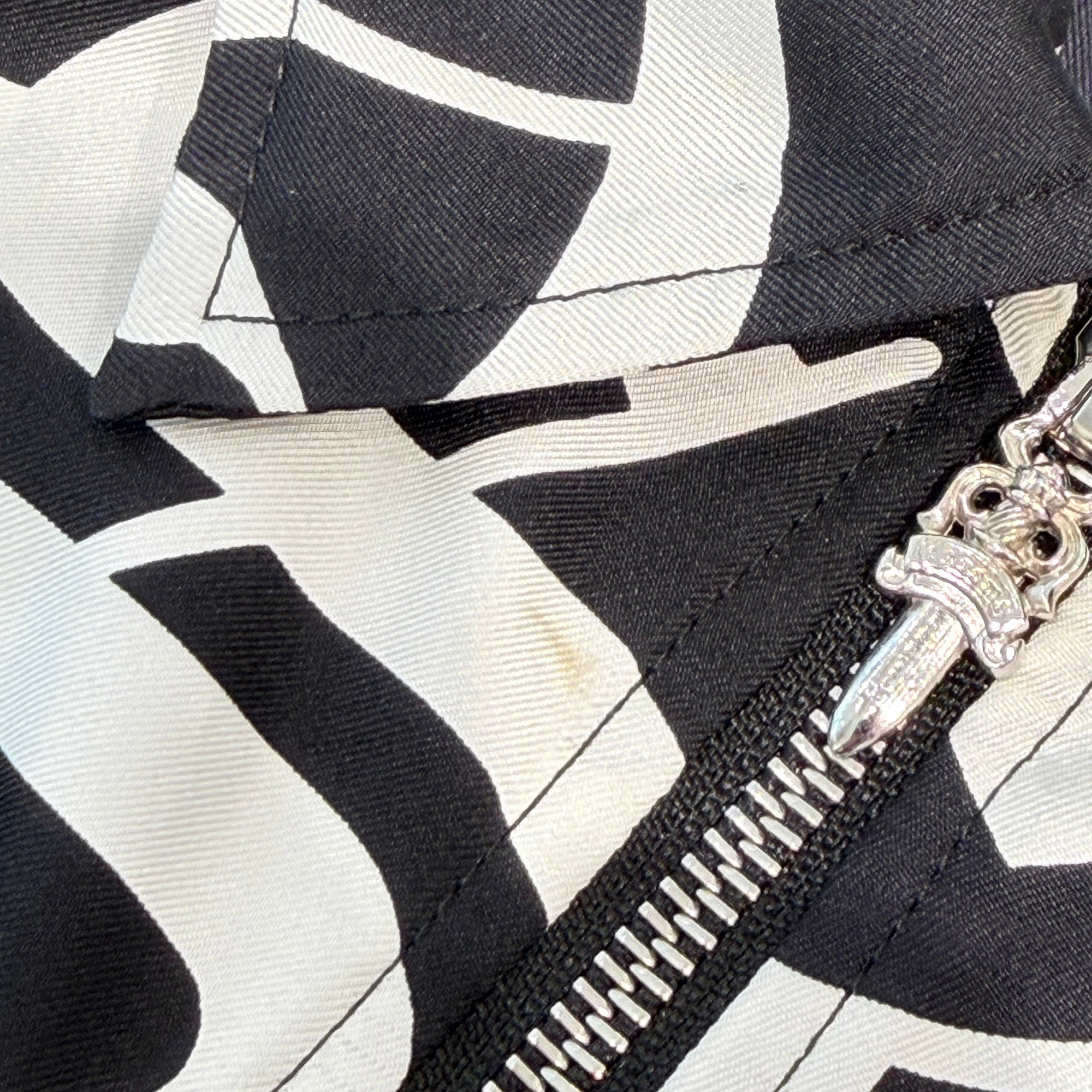 CHROME HEARTS × MATTY BOY Y NOT Chomper Leather Patch Pattern Zip Up Mini Dress Size S クロムハーツ×マッティボーイ ワイノット チョンパー レザー パッチ 総柄 ジップアップ ミニドレス サイズS
