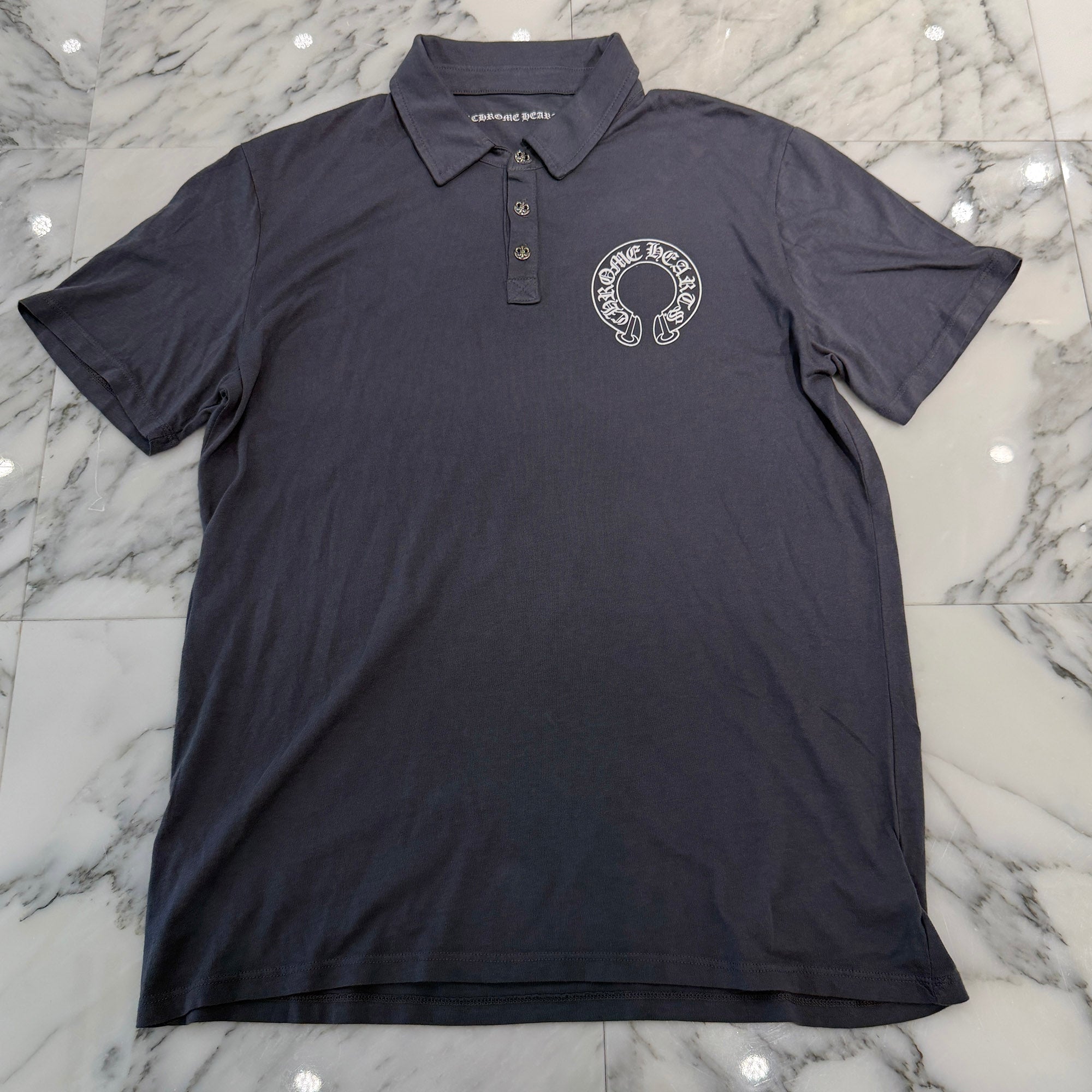 CHROME HEARTS Back T bar Logo BS Flare button Polo Shirt Size L クロムハーツ バック Tバーロゴ BSフレアボタン ポロシャツ サイズL