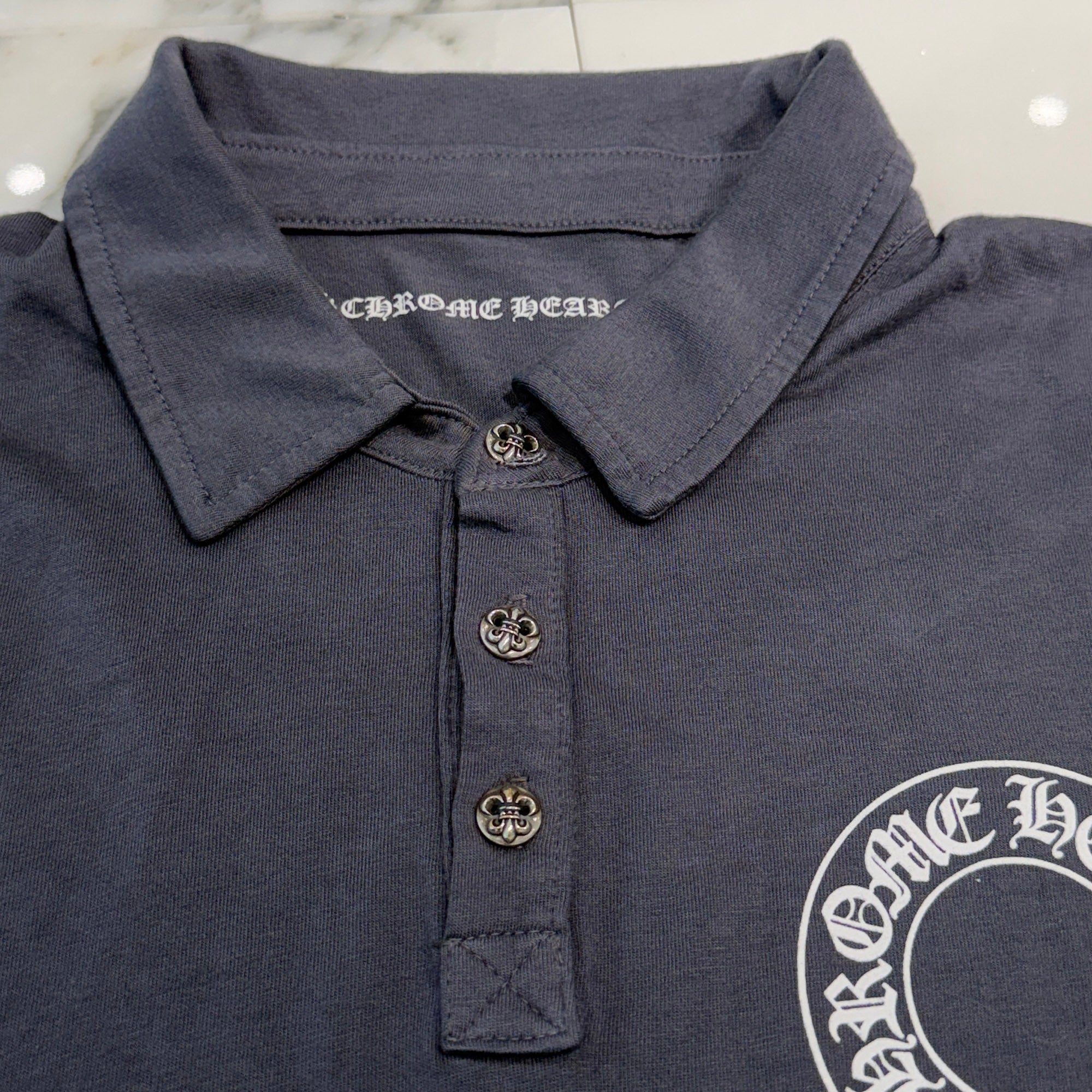 CHROME HEARTS Back T bar Logo BS Flare button Polo Shirt Size L クロムハーツ バック Tバーロゴ BSフレアボタン ポロシャツ サイズL
