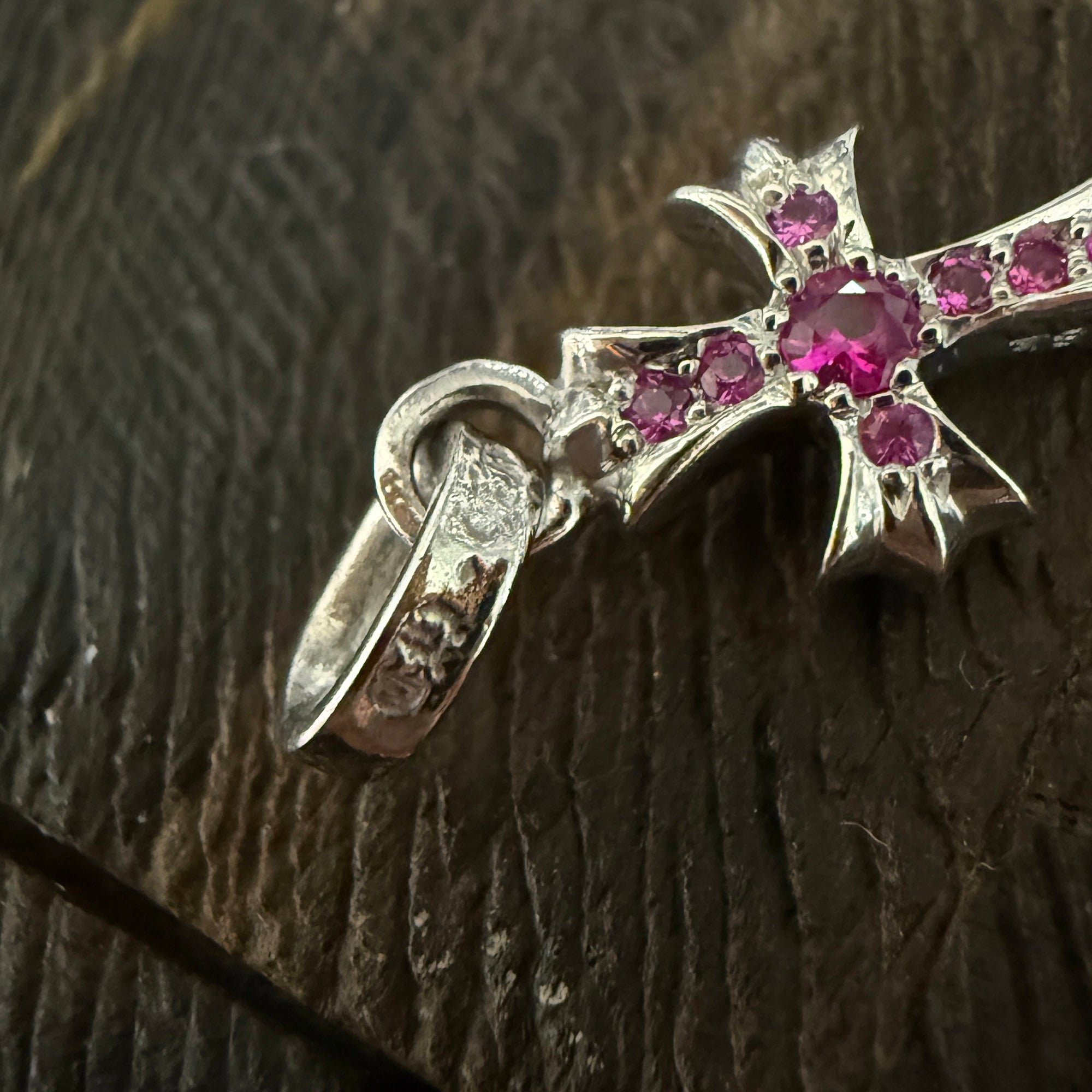 CHROME HEARTS 18K WG CH Cross Baby Fat Charm Pave Pink Sapphire