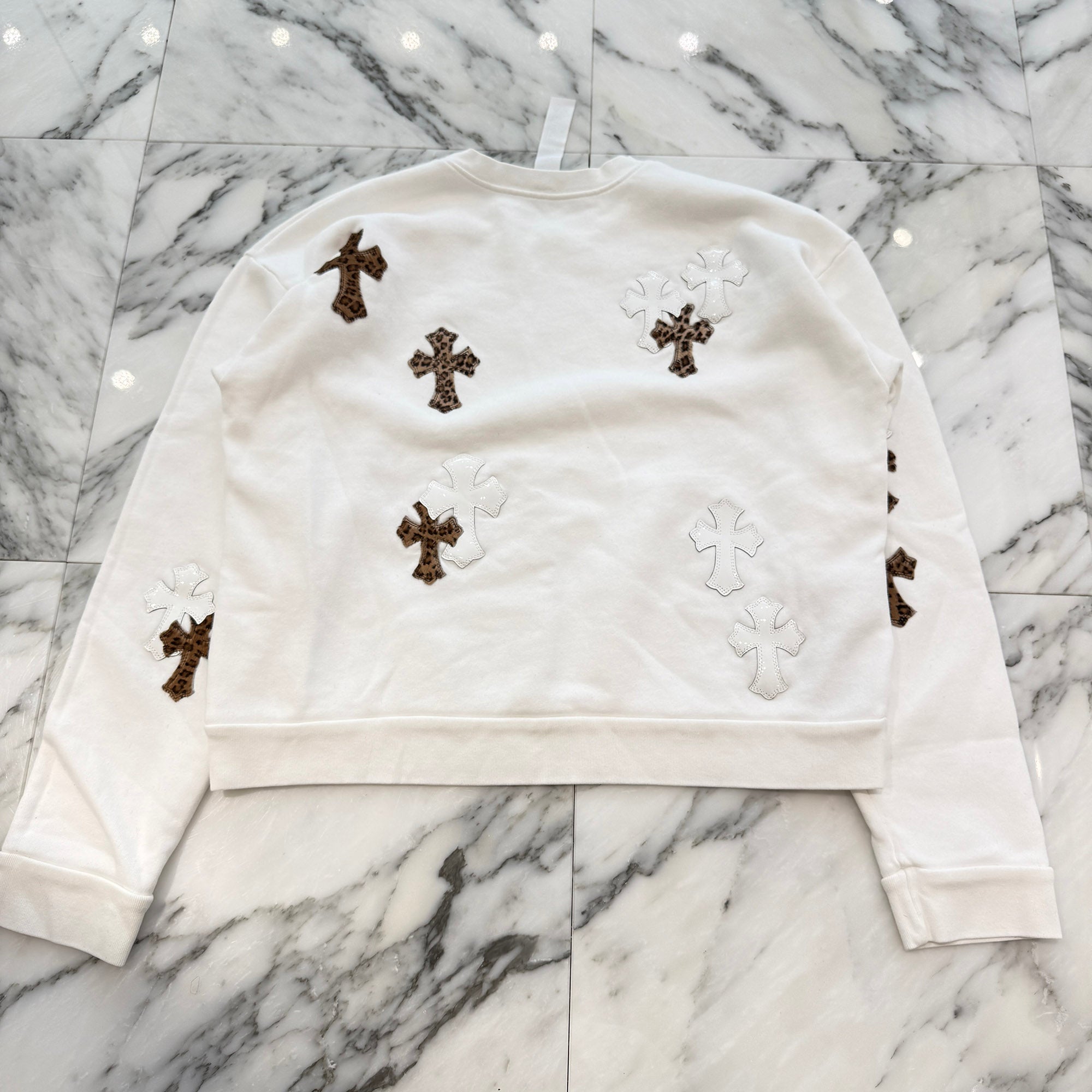 CHROME HEARTS Y NOT Multi Leather Cross Patch Sweatshirt Size S クロムハーツ ワイノット マルチレザークロスパッチ スウェットシャツ サイズS