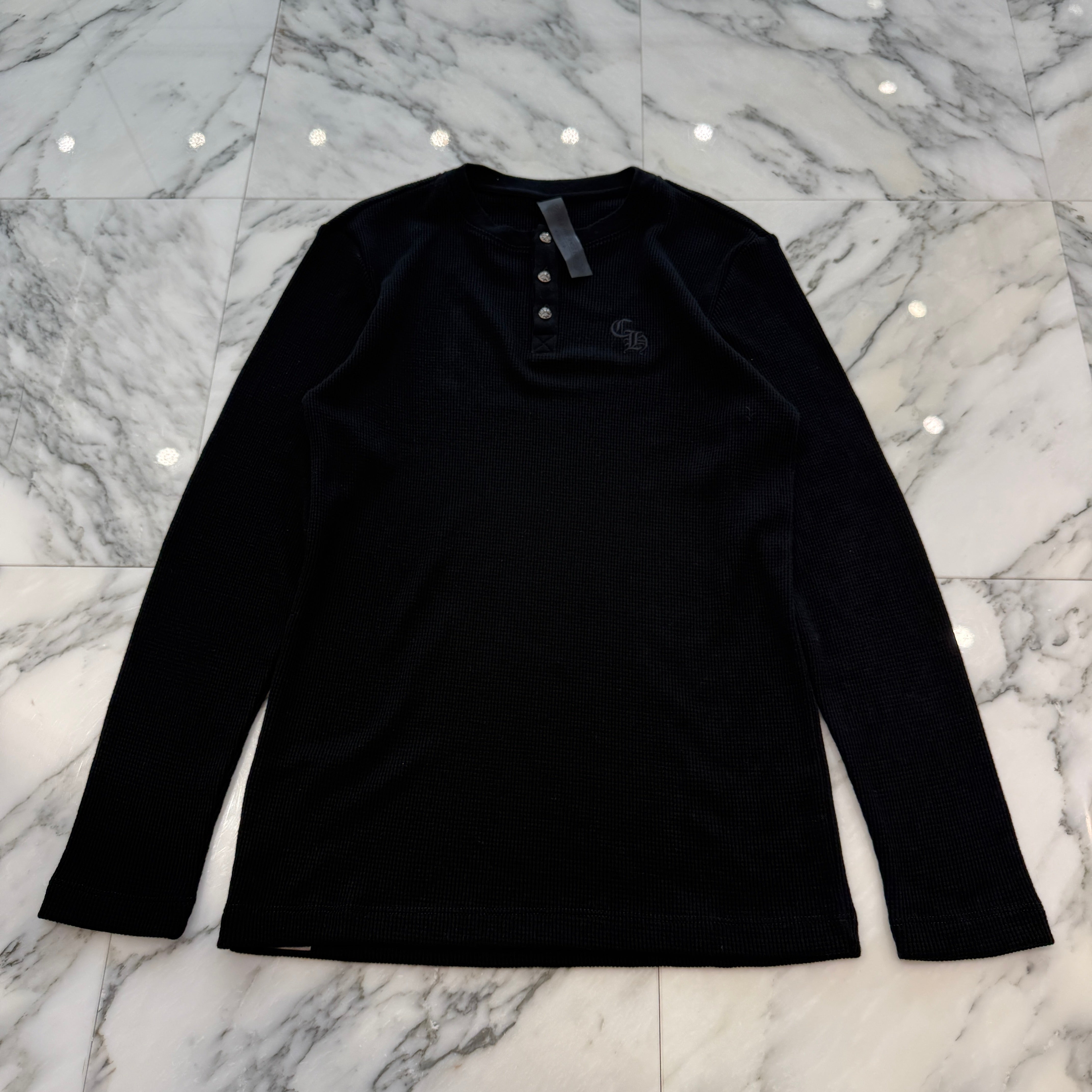 CHROME HEARTS Y NOT CH Embroidery Henry Neck Long Sleeve Tee Size M クロムハーツ ワイノット CH刺繍 ヘンリーネック ロングスリーブTシャツ サイズM